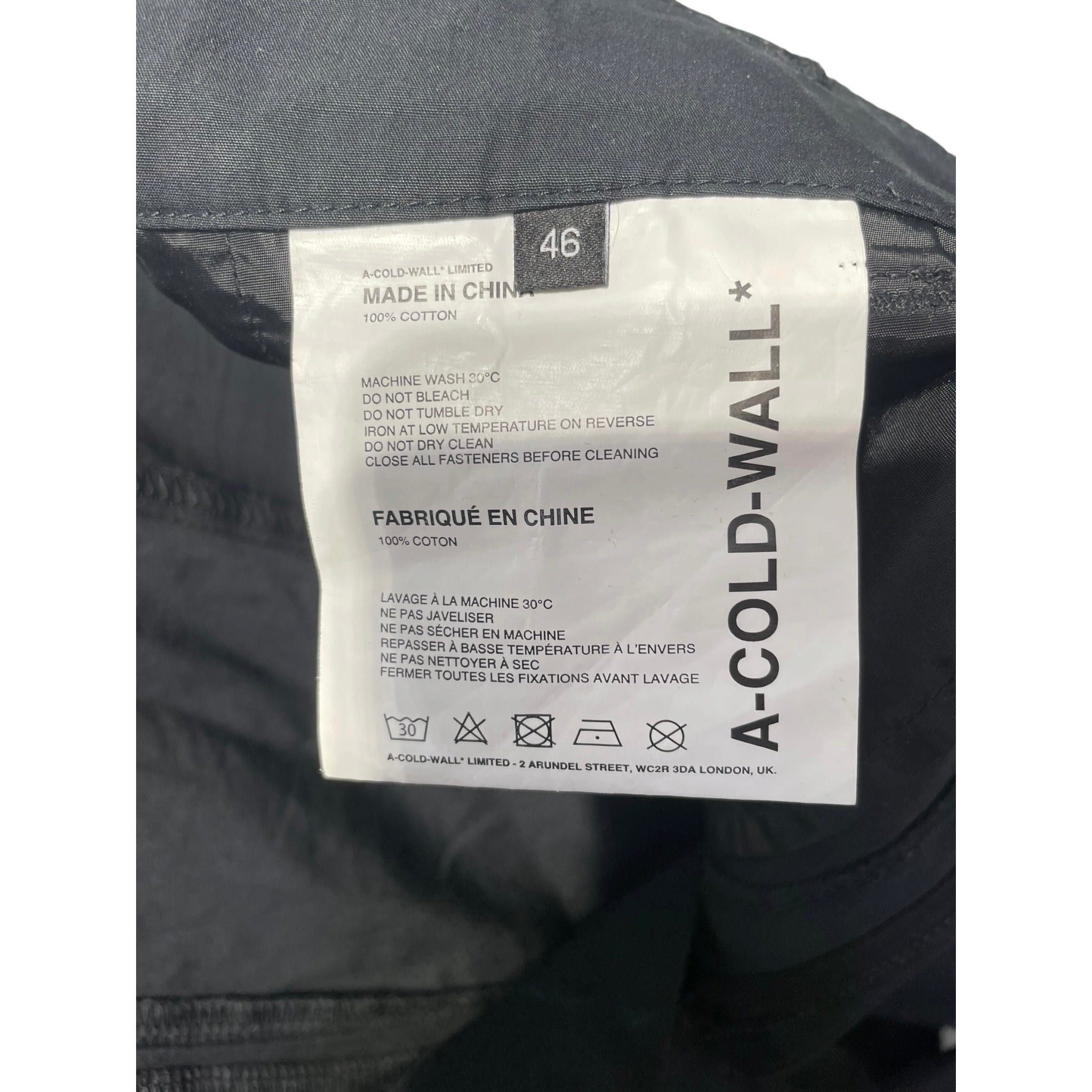 A-COLD-WALL/Straight Pants/46/Cotton/BLK/ view 4