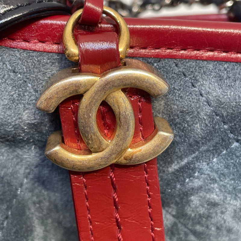 CHANEL/Hand Bag/Suede/IDG/Quilted Gabrielle Hobo