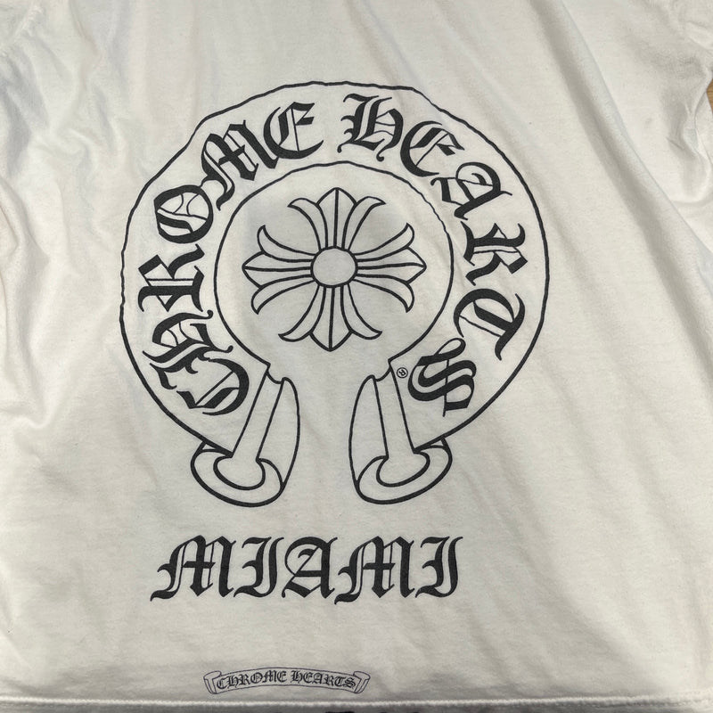 CHROME HEARTS/T-Shirt/XL/Cotton/WHT/Graphic/MIAMI HORSESHOE LOGO TEE