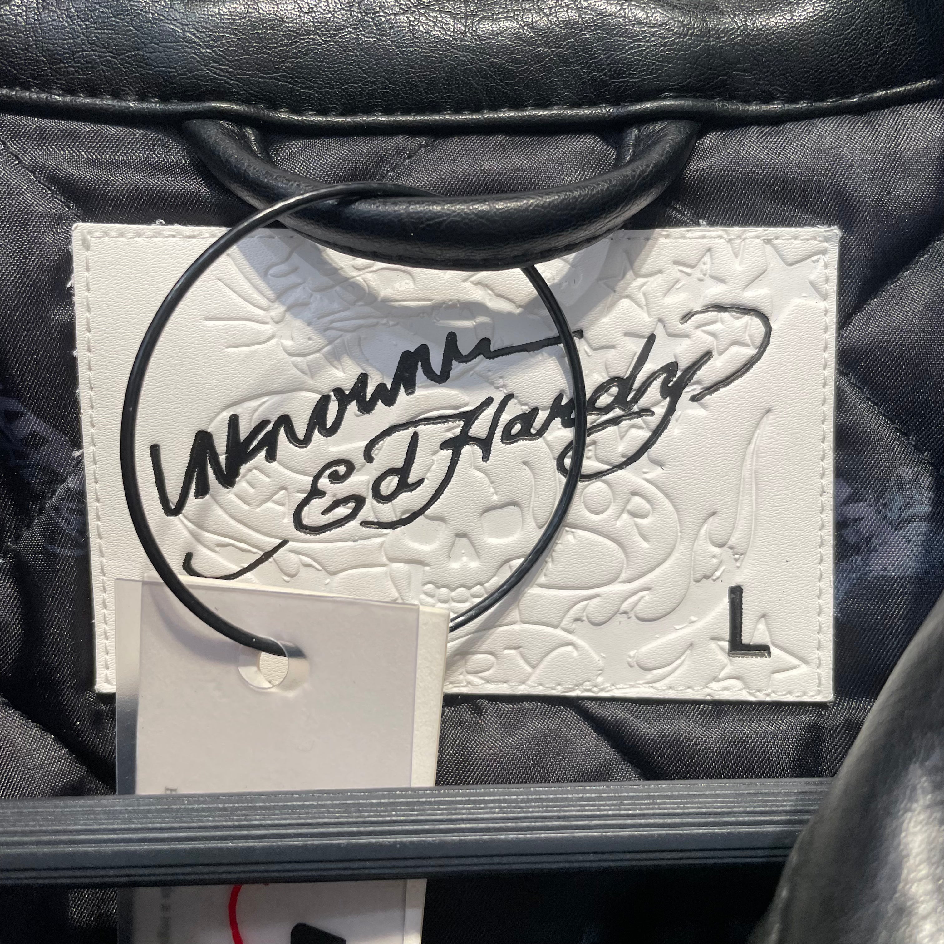 UNKNOWN LONDON/Fleece Jkt/L/Leather/BLK/Ed Hardy Collab view 3