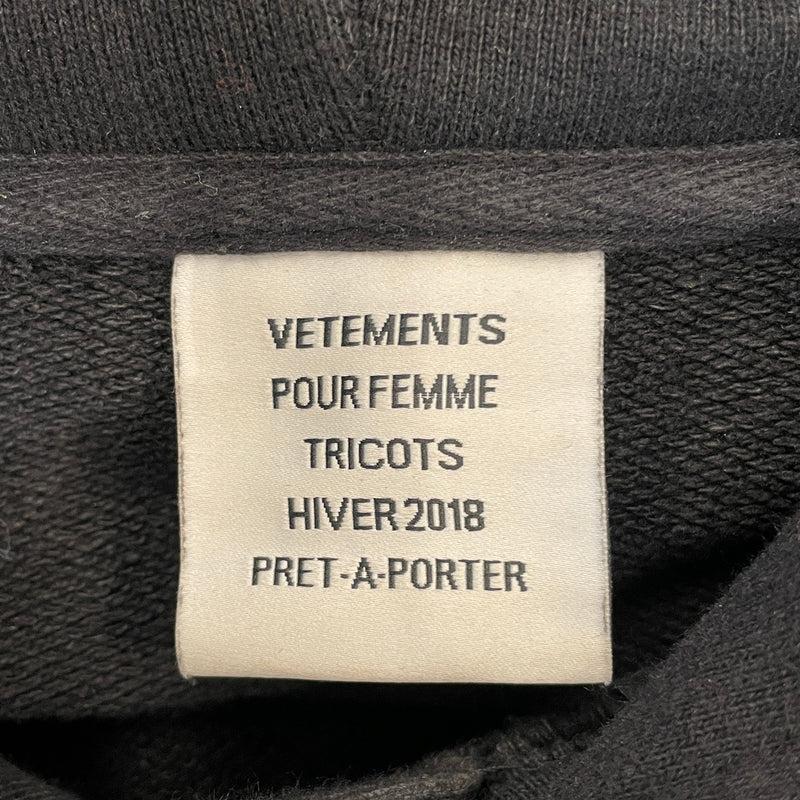 VETEMENTS/Hoodie/XS/Cotton/BLK/AW 18 MISPLACED LOGO