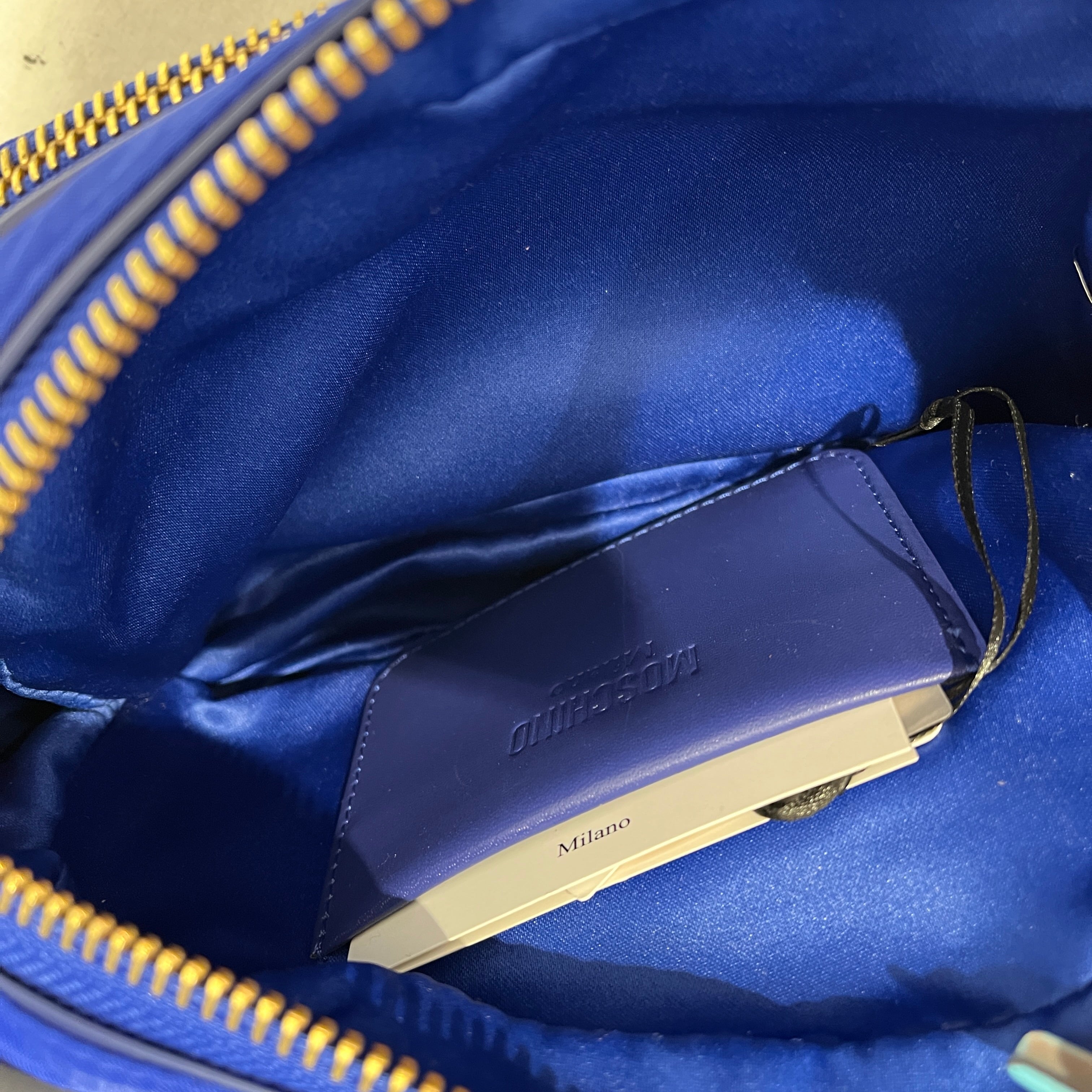 MOSCHINO/Bag/Nylon/BLU/big logo gold view 4