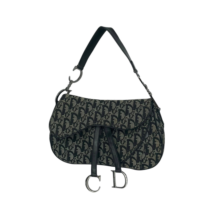 Christian Dior/Hand Bag/Monogram/Cotton/NVY/