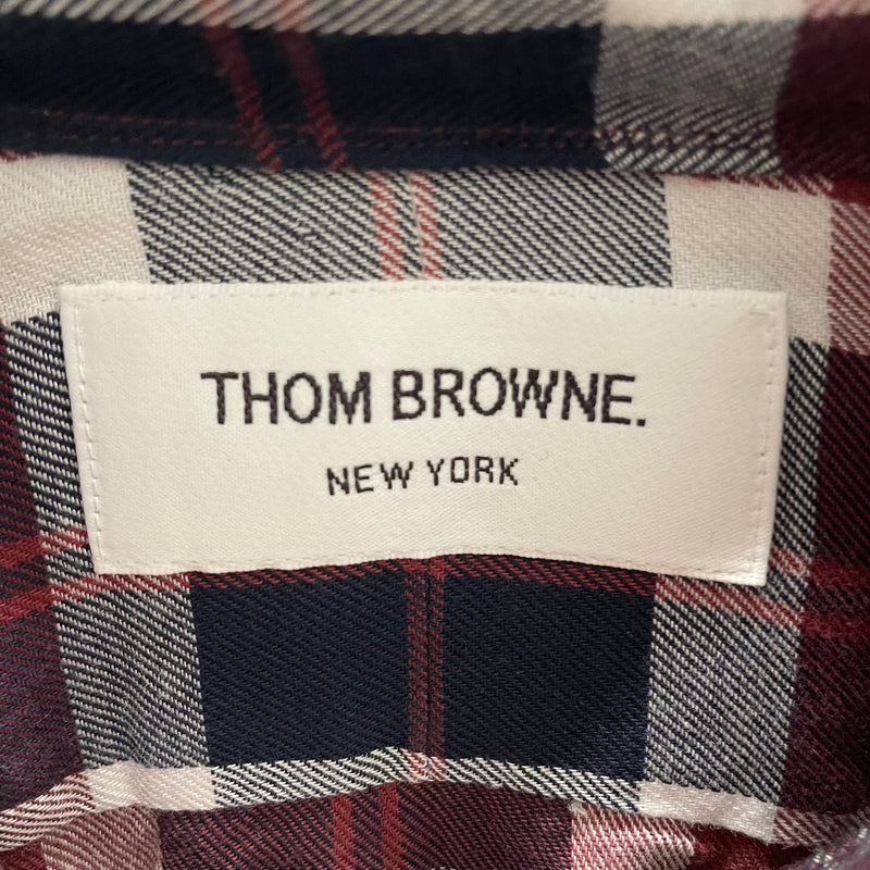 THOM BROWNE. NEW YORK/LS Shirt/4/Cotton/BRD/Plaid/NVY/BURG/WHT PLAID BTN UP