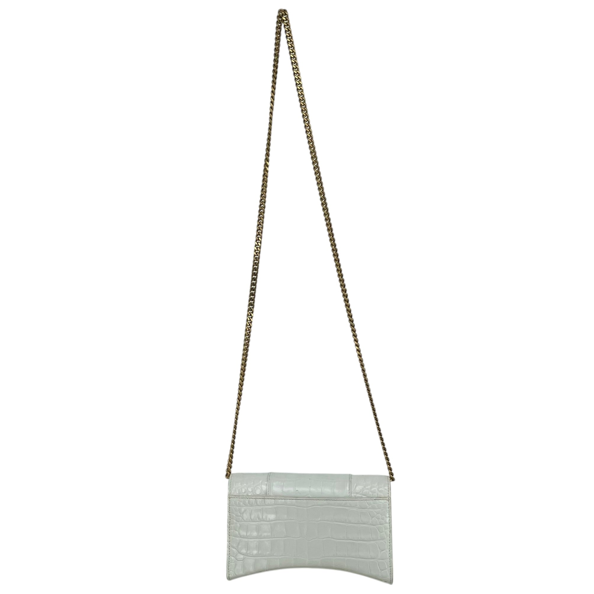 BALENCIAGA/Cross Body Bag/Animal Pattern/Leather/WHT/HOURGLASS GOLD HARDWARE CROC view 2