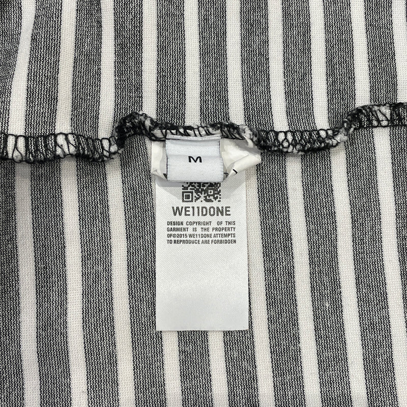 WE11DONE/LS T-Shirt/M/Cotton/WHT/Stripe/Quarter Zip Long Sleeve Top