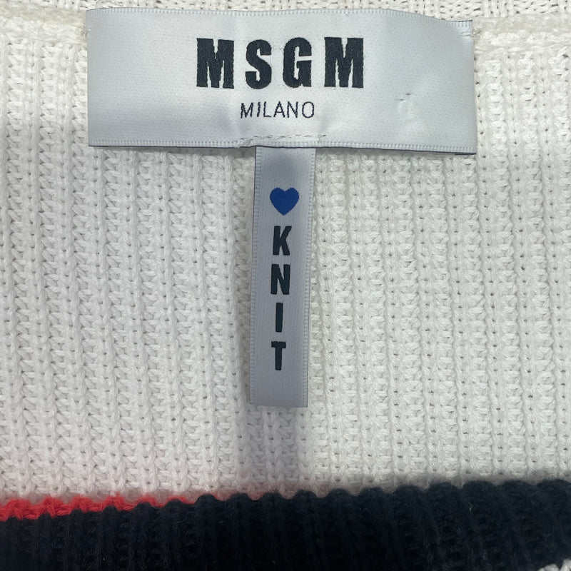 MSGM/Sweater/M/Stripe/Cotton/WHT/knit sweater red black white