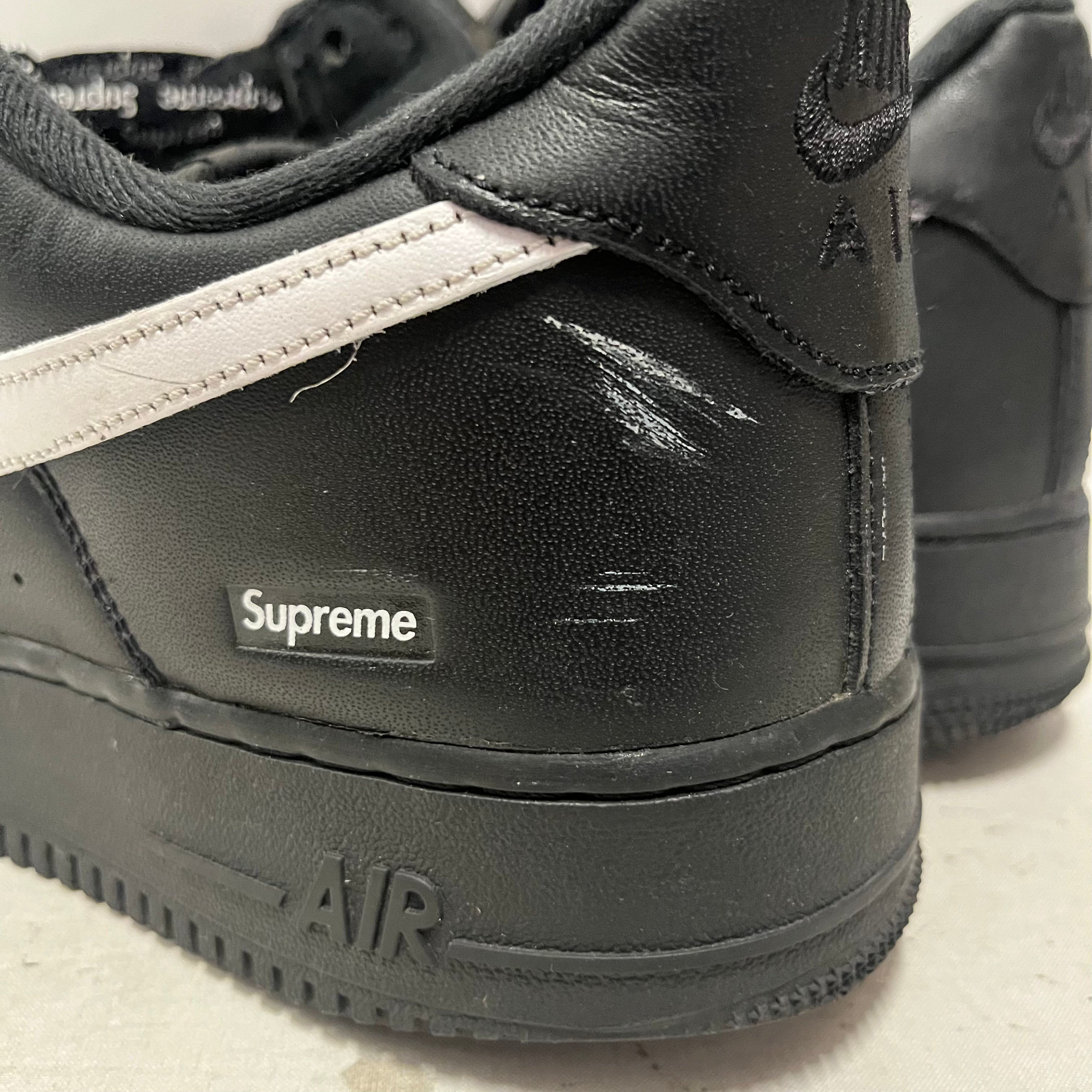NIKE/X SUPREME AIR FORCE 1 LOW SP/Low-Sneakers/US 13/Leather/BLK/CU9225-002 view 4