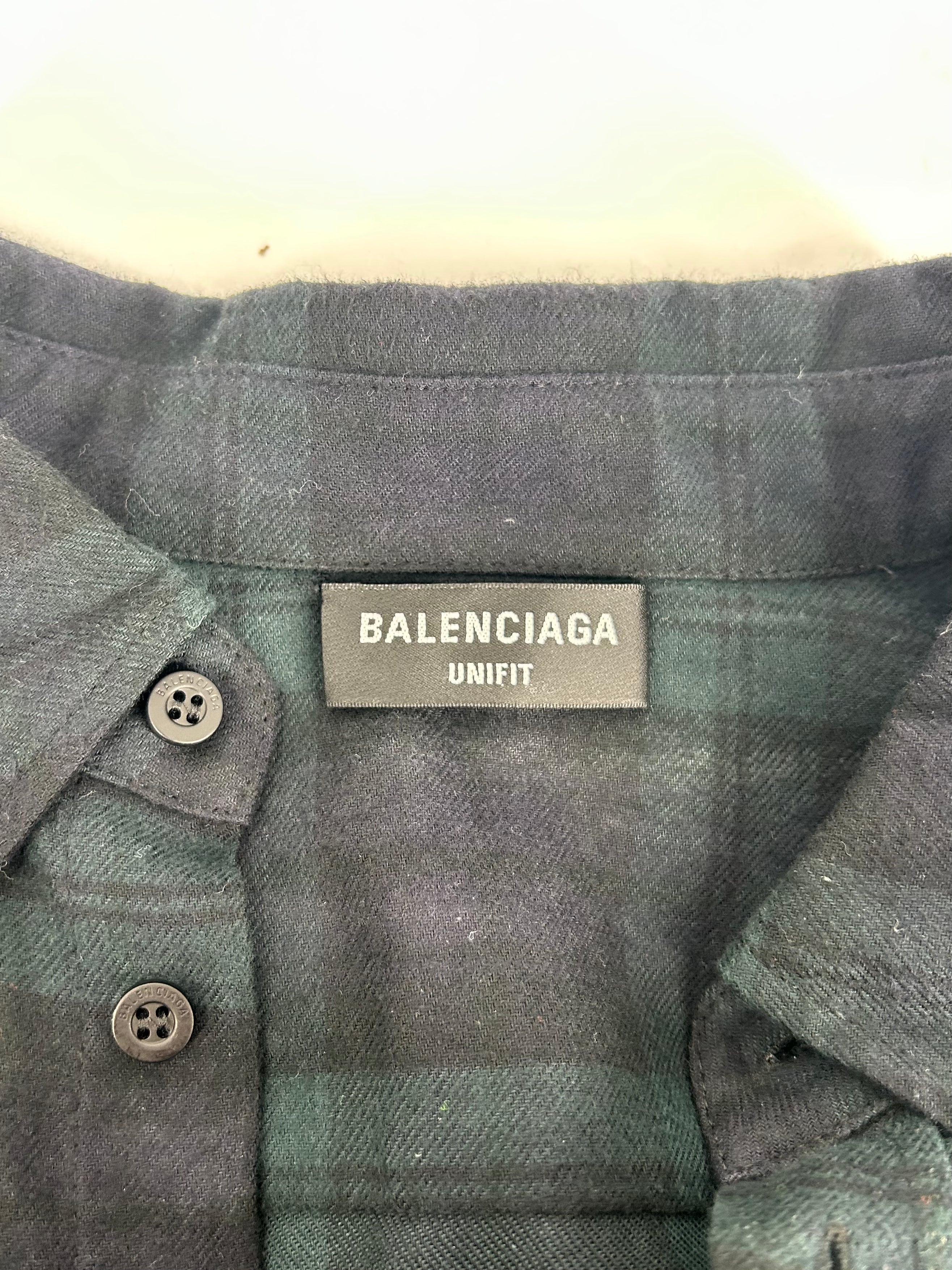 BALENCIAGA/Heavy Sweater/4/Cotton/BLK/TOP HALF FLANNEL GRN KNIT view 3
