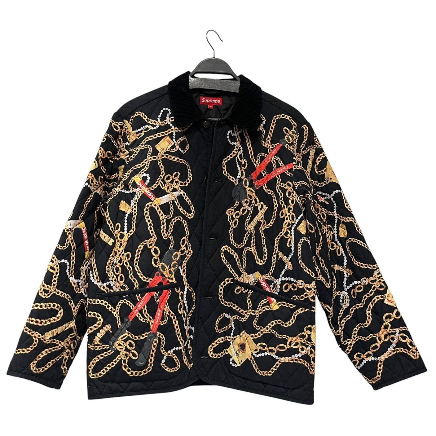 Supreme/Quilted Jkt/M/Cotton/BLK/All Over Print/chains view 1