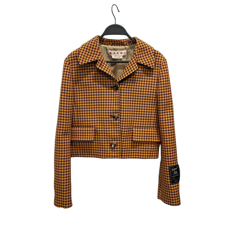 MARNI/Tailored Jkt/40/Houndstooth Check/Polyester/ORN/Cropped Check Jacket