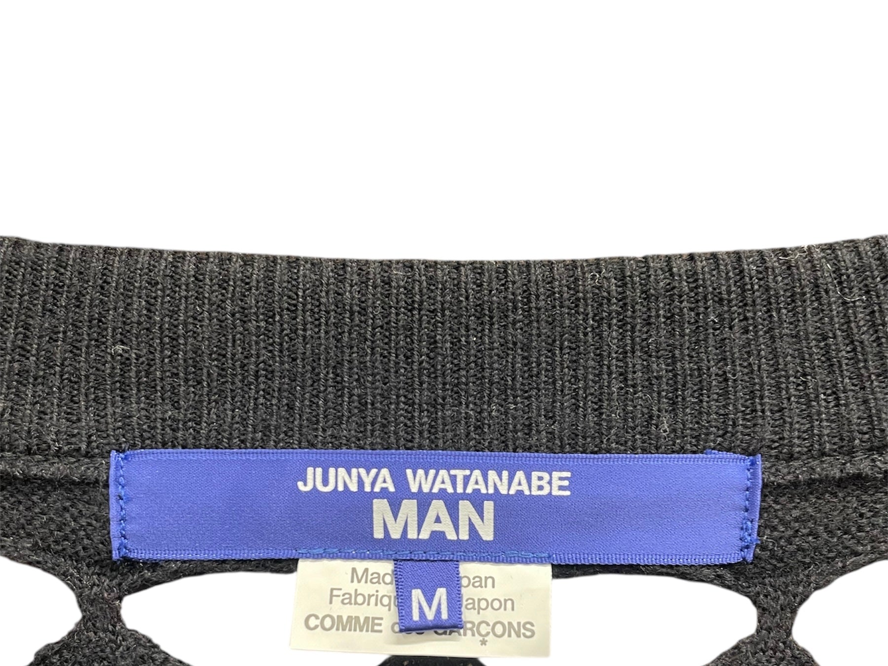 JUNYA WATANABE COMME des GARCONS/Heavy Sweater/M/Cotton/BLK/OPEN KNIT SWEATER view 3