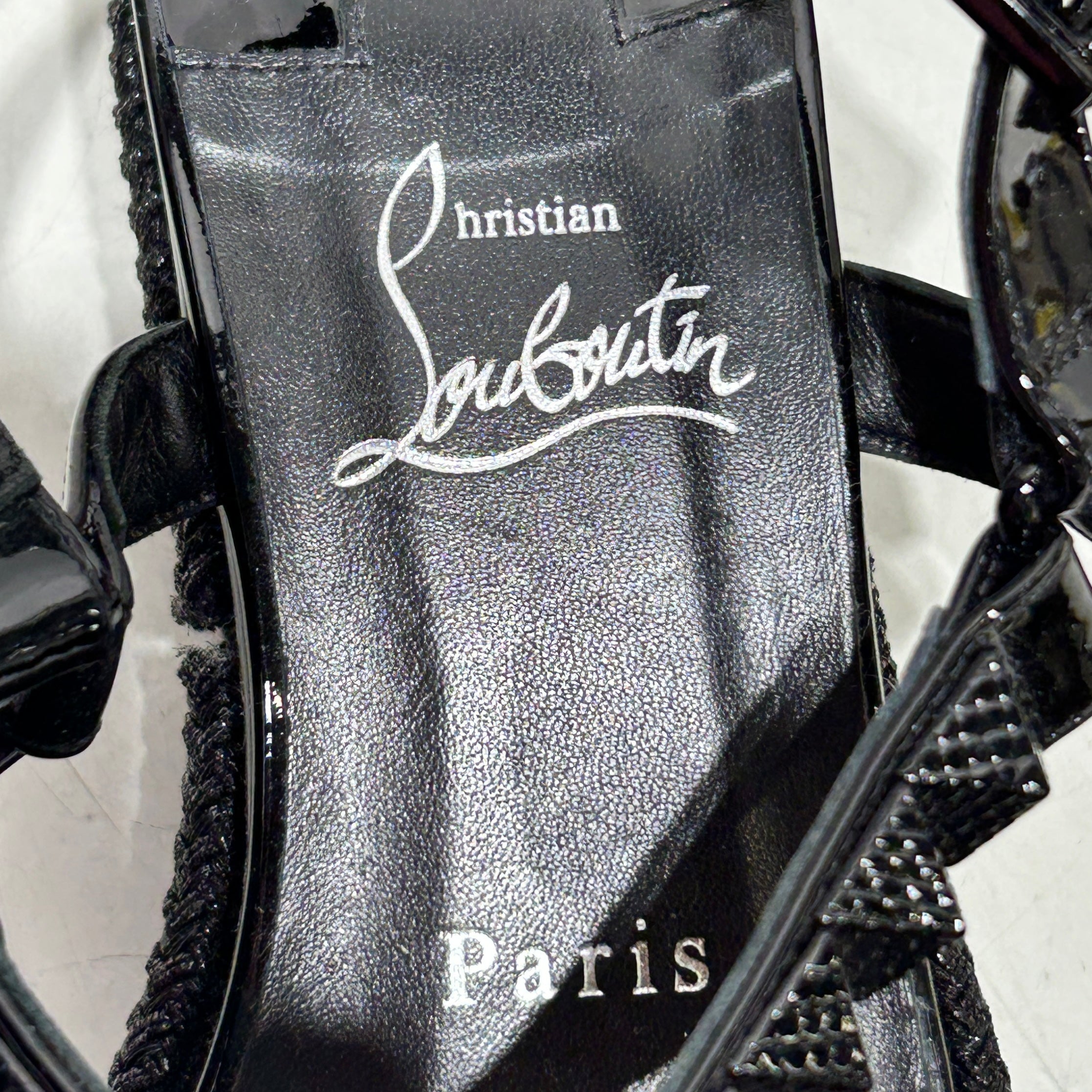 Christian Louboutin/Sandals/US 7/BLK/PYRACLOU WEDGE SANDALS view 3
