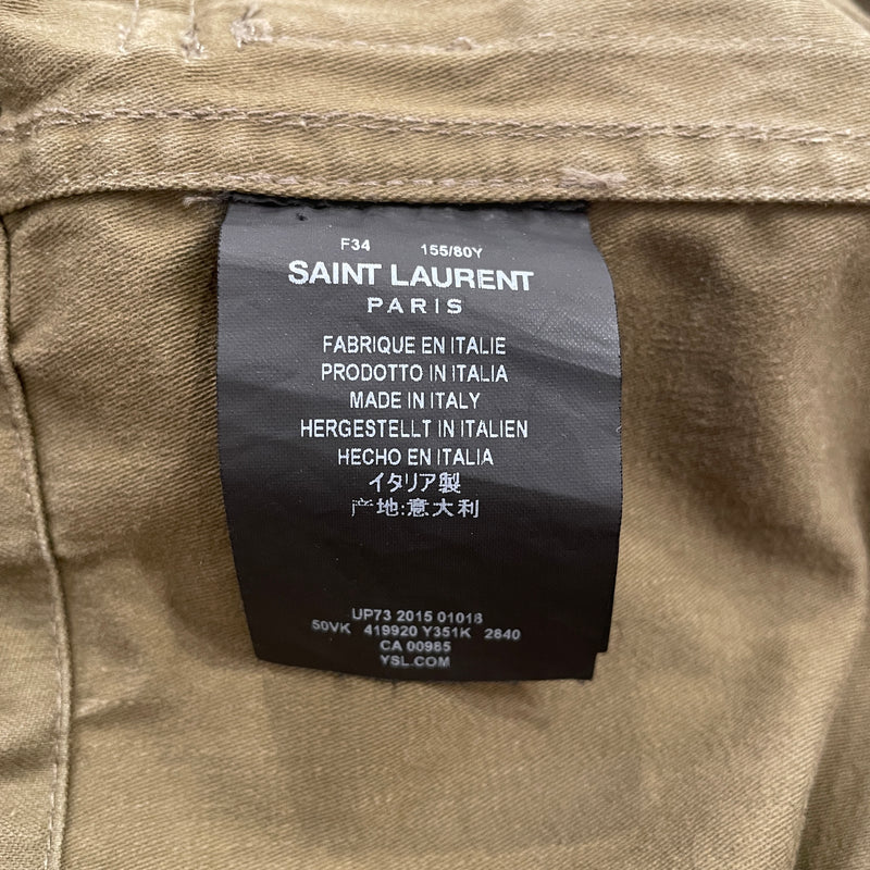 SAINT LAURENT/Vest/34/Leopard/Cotton/BRW/Front Zip/4 PKT/ZIP-VEST/LEOPARD
