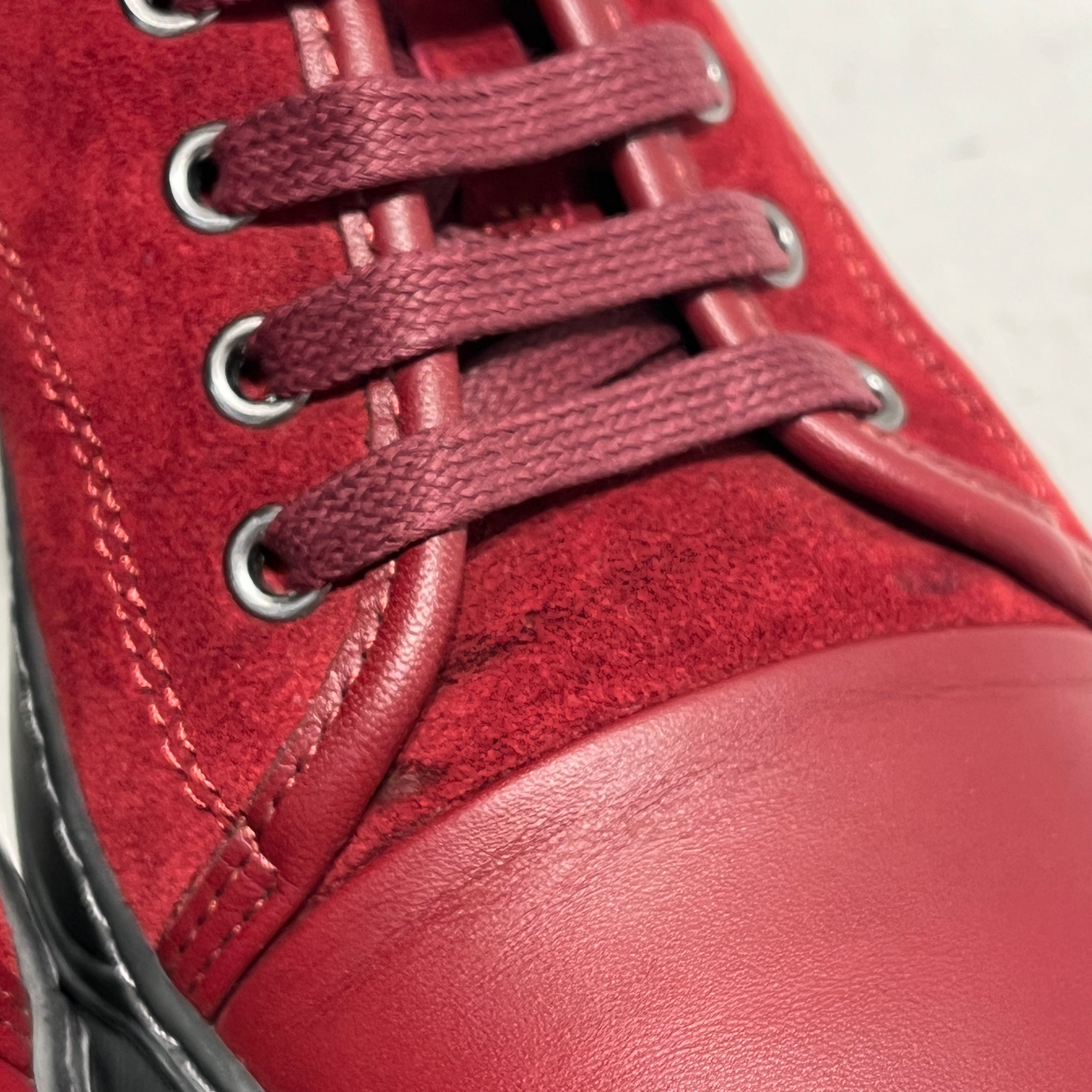 LANVIN/Low-Sneakers/US 5/Suede/RED/black bottoms leather toe box view 4