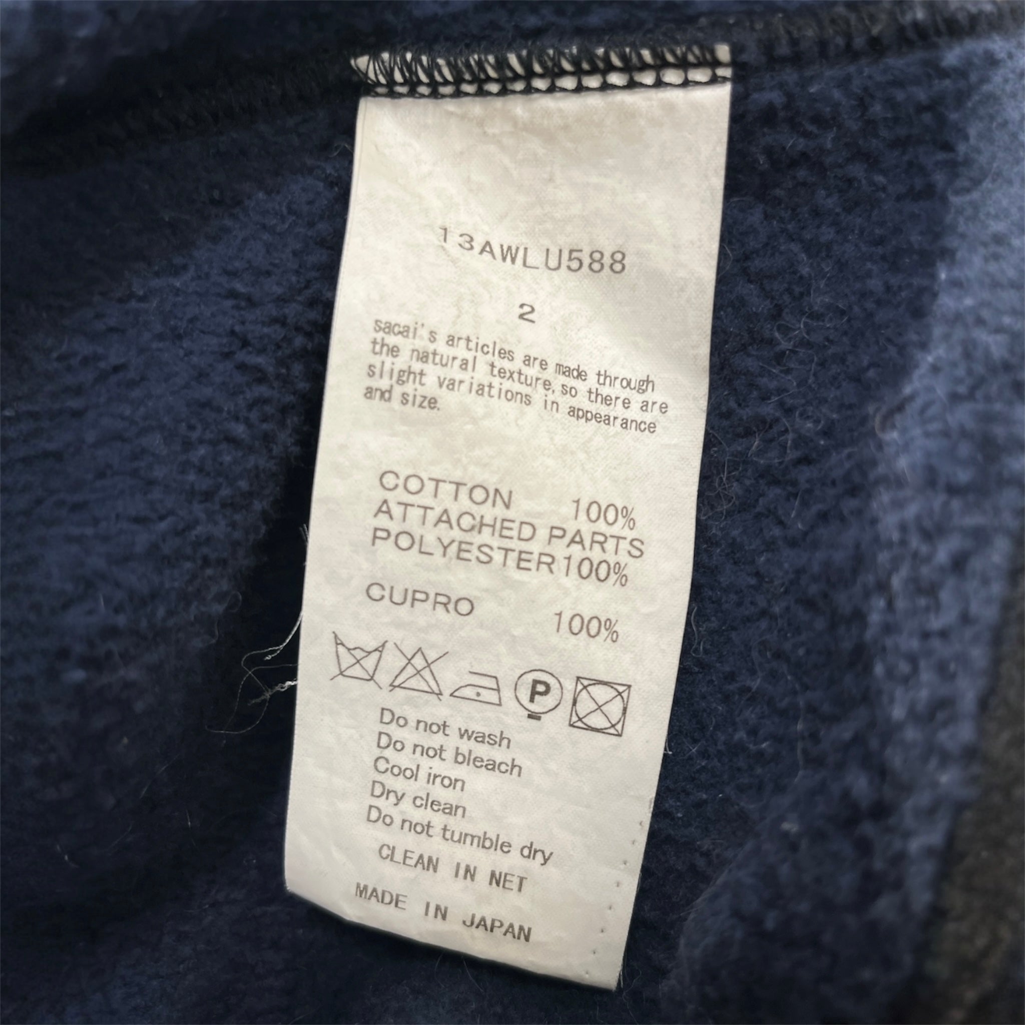 sacai luck/Zip Up Hoodie/2/Cotton/GRY/DRAWSTRING WAIST view 3