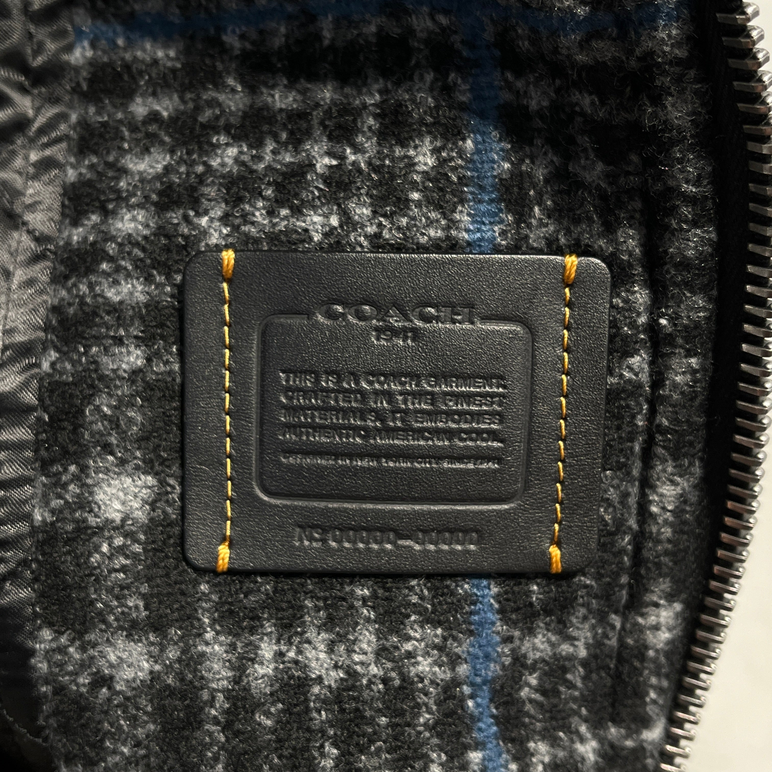 COACH/Fleece Jkt/46/Acrylic/BLU/Plaid/SHEARLING COAT SZ 46 view 4
