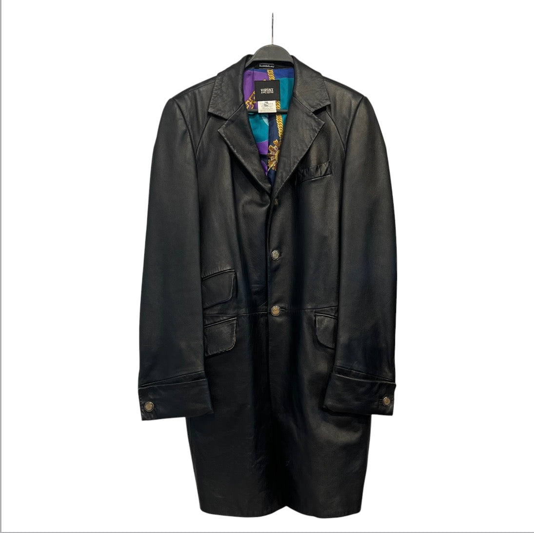 VERSACE JEANS COUTURE/Fleece Jkt/34/Leather/BLK/inside lining versace trench view 1