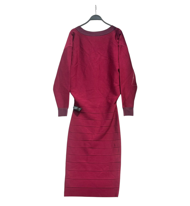 Herve Leger/LS Dress/S/Rayon/BRD/Maxi Length/V NECK LS DRESS