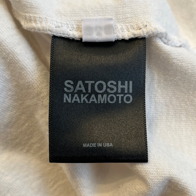 SATOSHI NAKAMOTO/T-Shirt/M/Cotton/WHT/Graphic/LOST HAPPINESS TEE