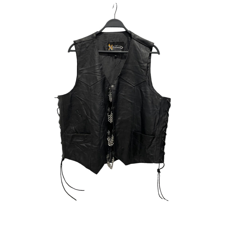 Vintage/Vest/XL/Graphic/Leather/BLK/Skull Vest