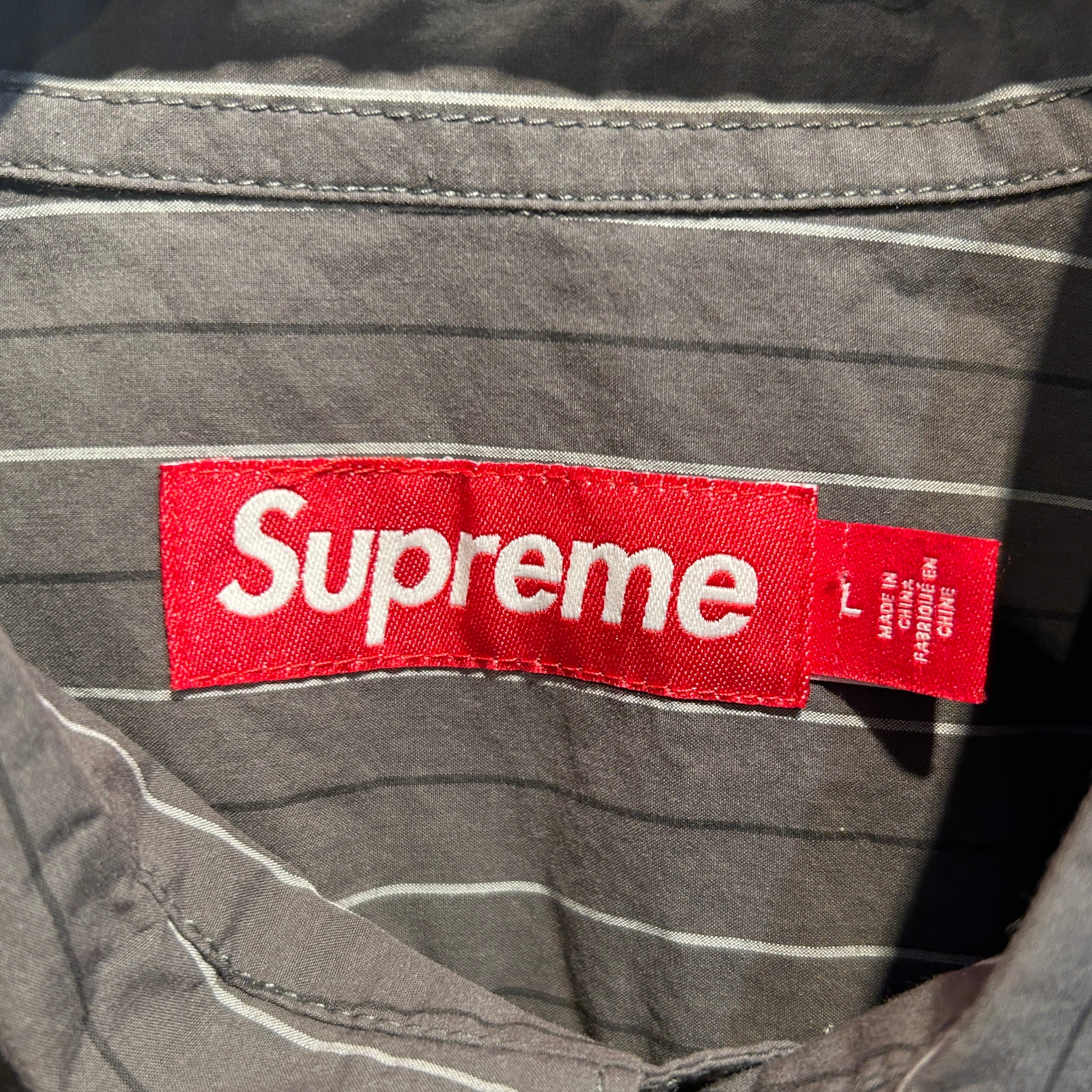 Supreme/LS Shirt/L/Cotton/GRY/Stripe/Pinstripe Overside Button up view 3