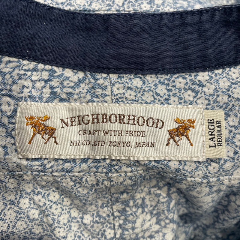 NEIGHBORHOOD/LS Shirt/L/Cotton/BLU/Floral Pattern/