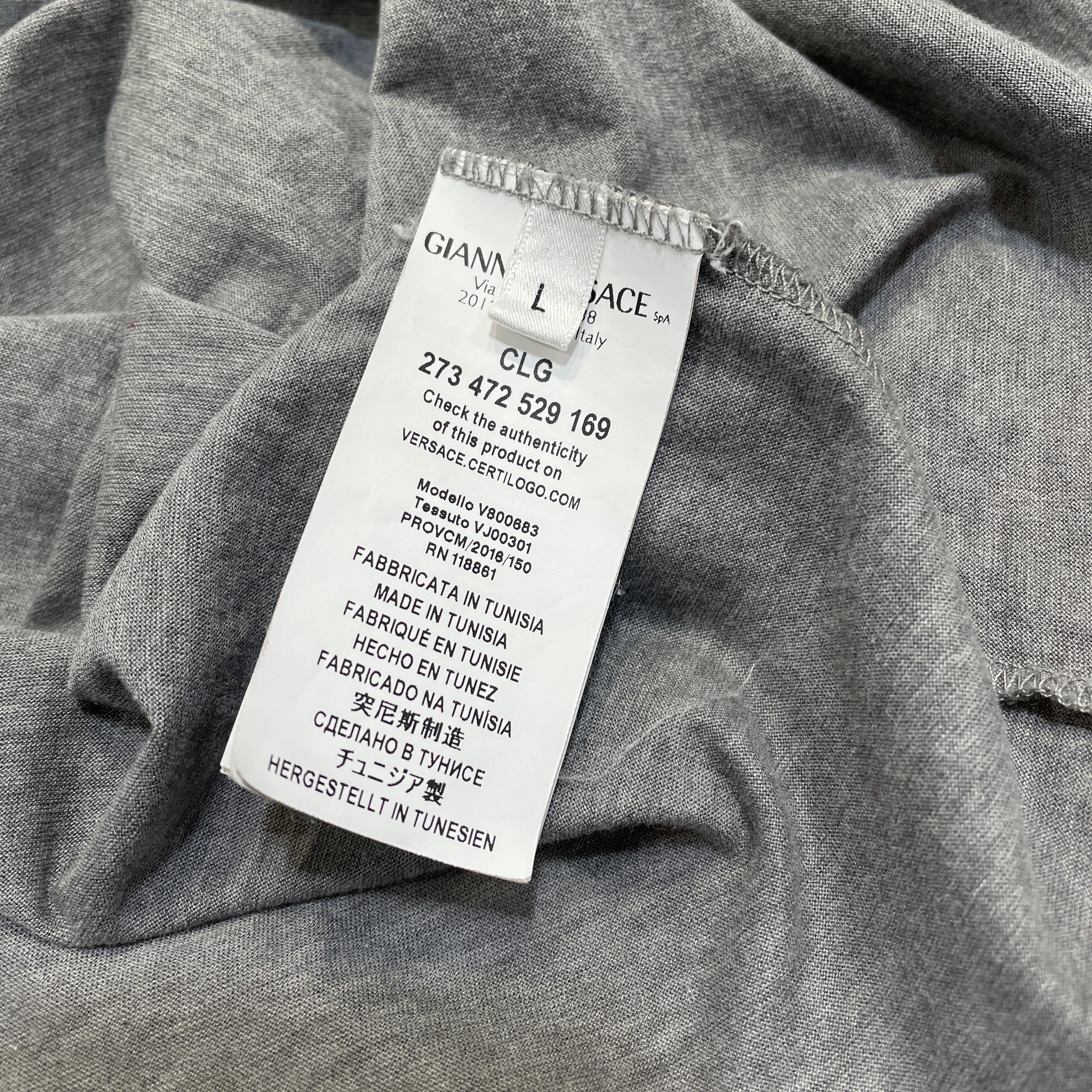 VERSACE/T-Shirt/L/Cotton/GRY/Graphic/ view 4
