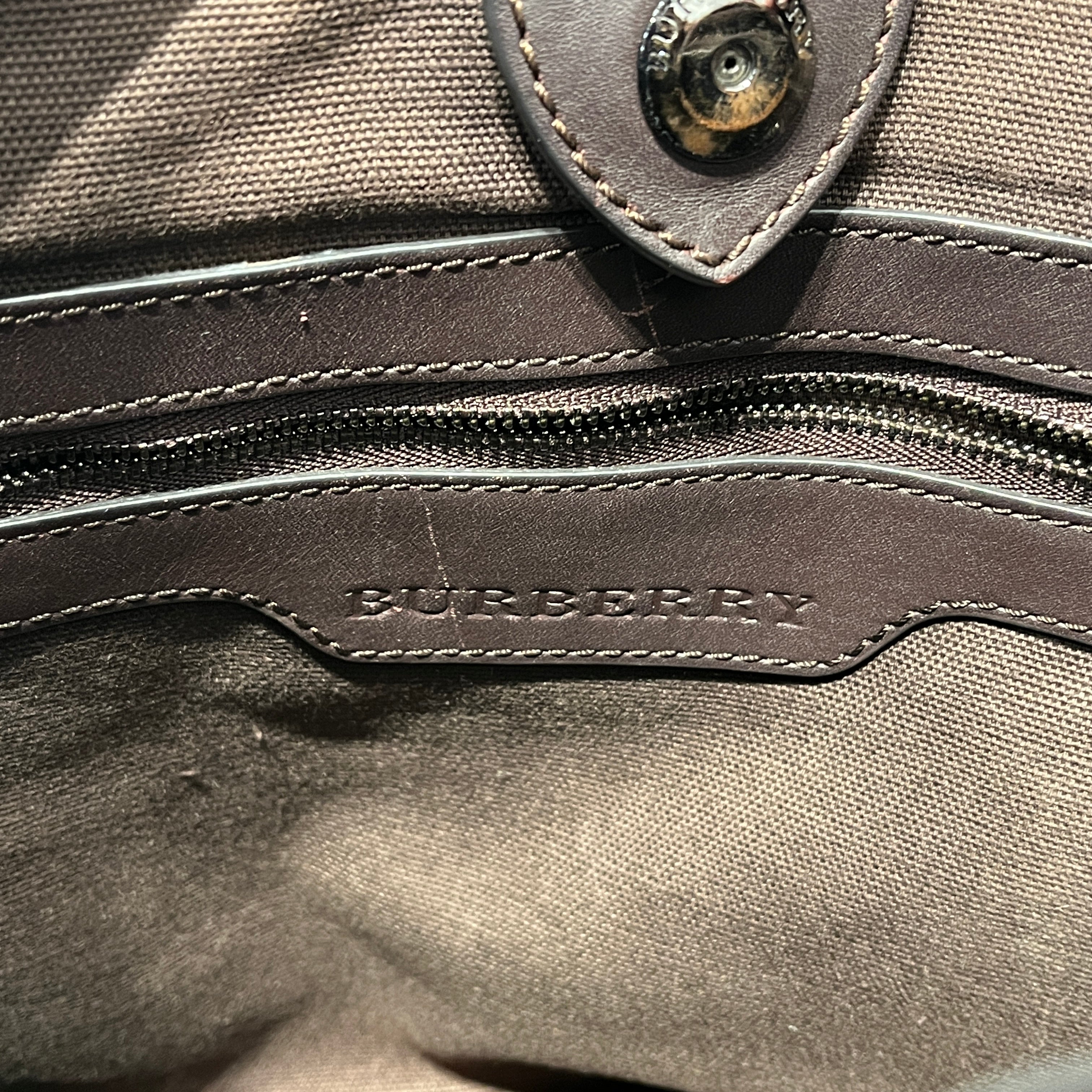BURBERRY/Hand Bag/Leather/BRW/SMOKE CHECK view 6