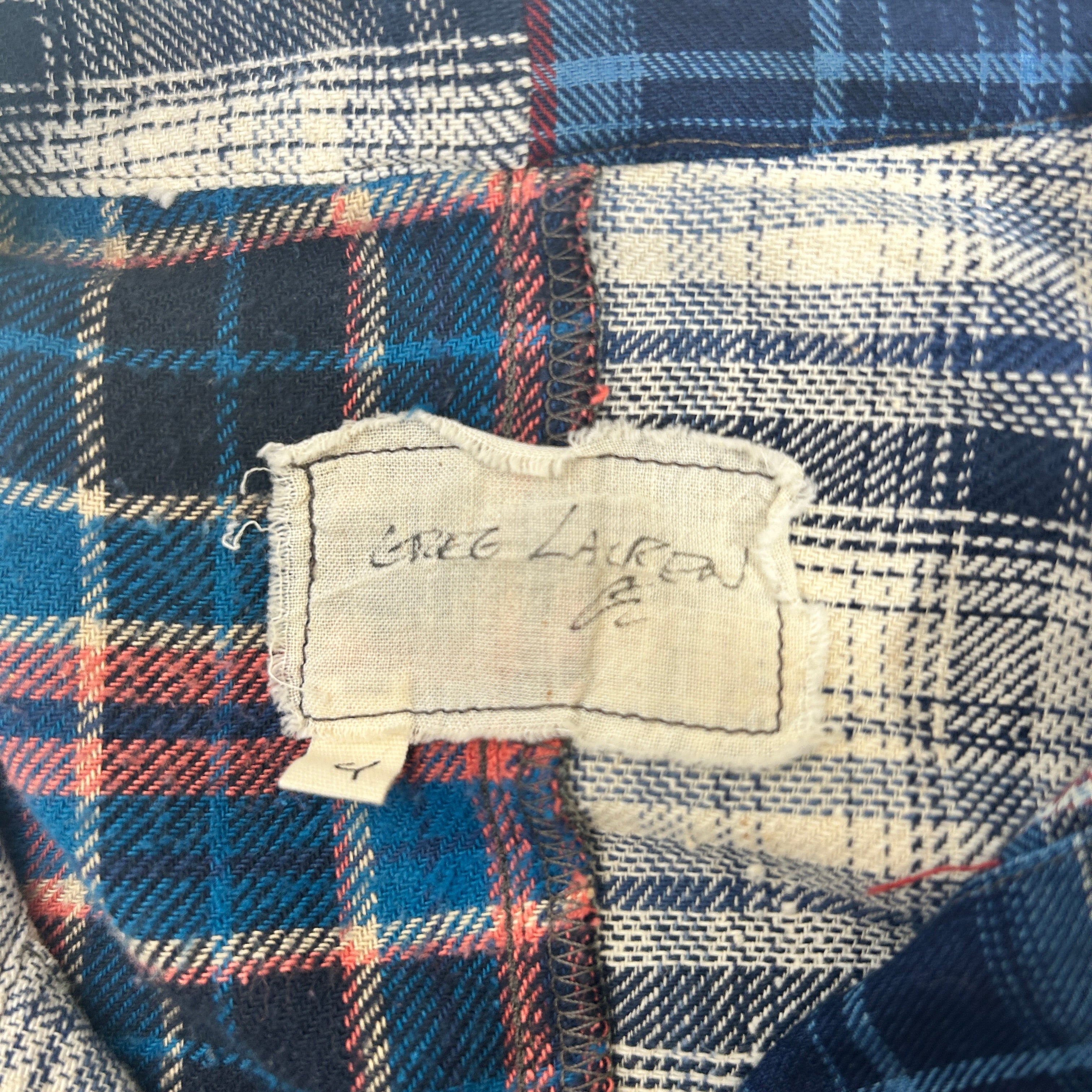 GREG LAUREN/Flannel Shirt/4/Cotton/BLU/Plaid/Patchwork Flannel view 3