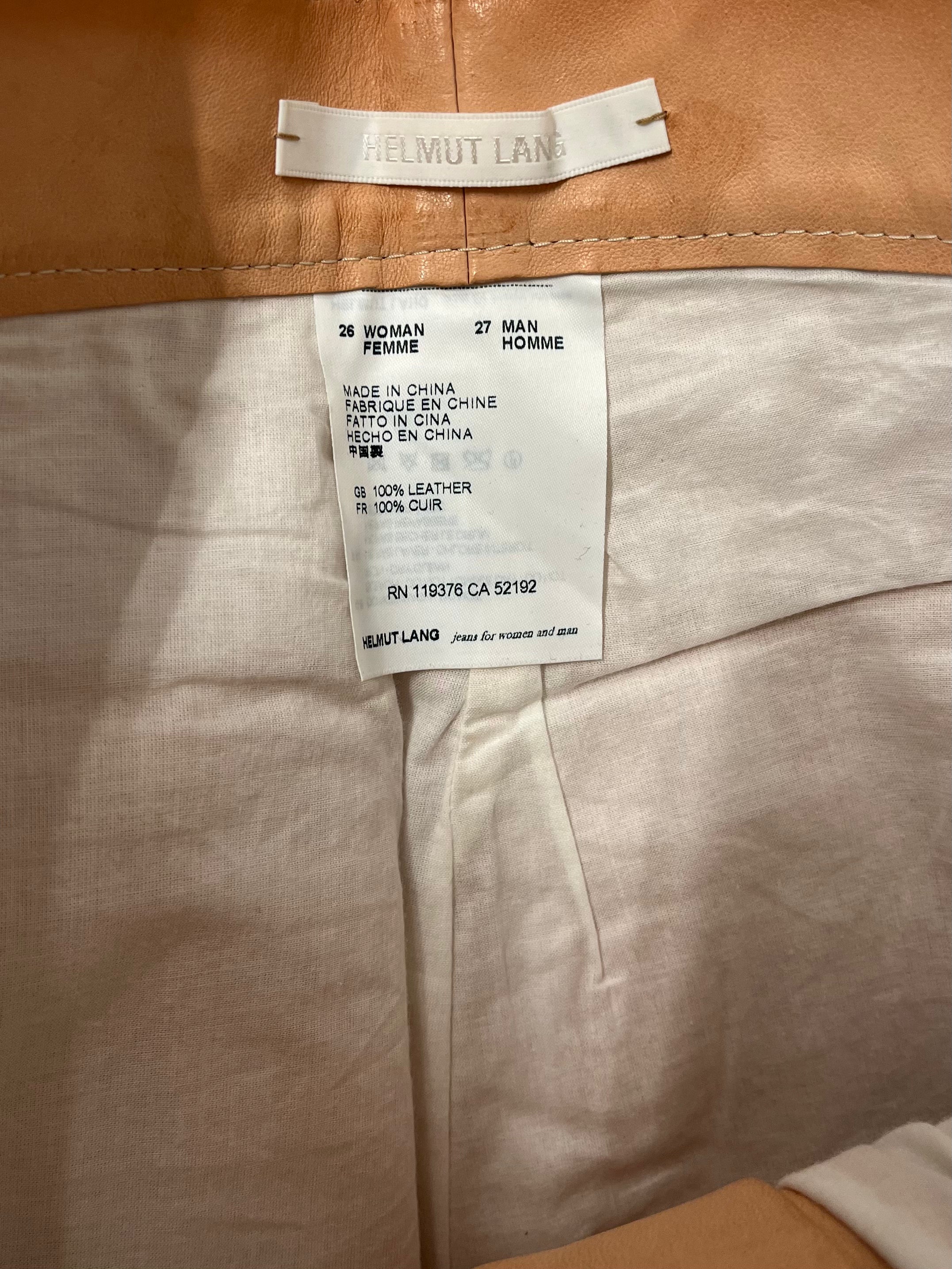Helmut Lang/Straight Pants/26/Leather/PNK/HIGH WAIST LEATHER PANT view 3