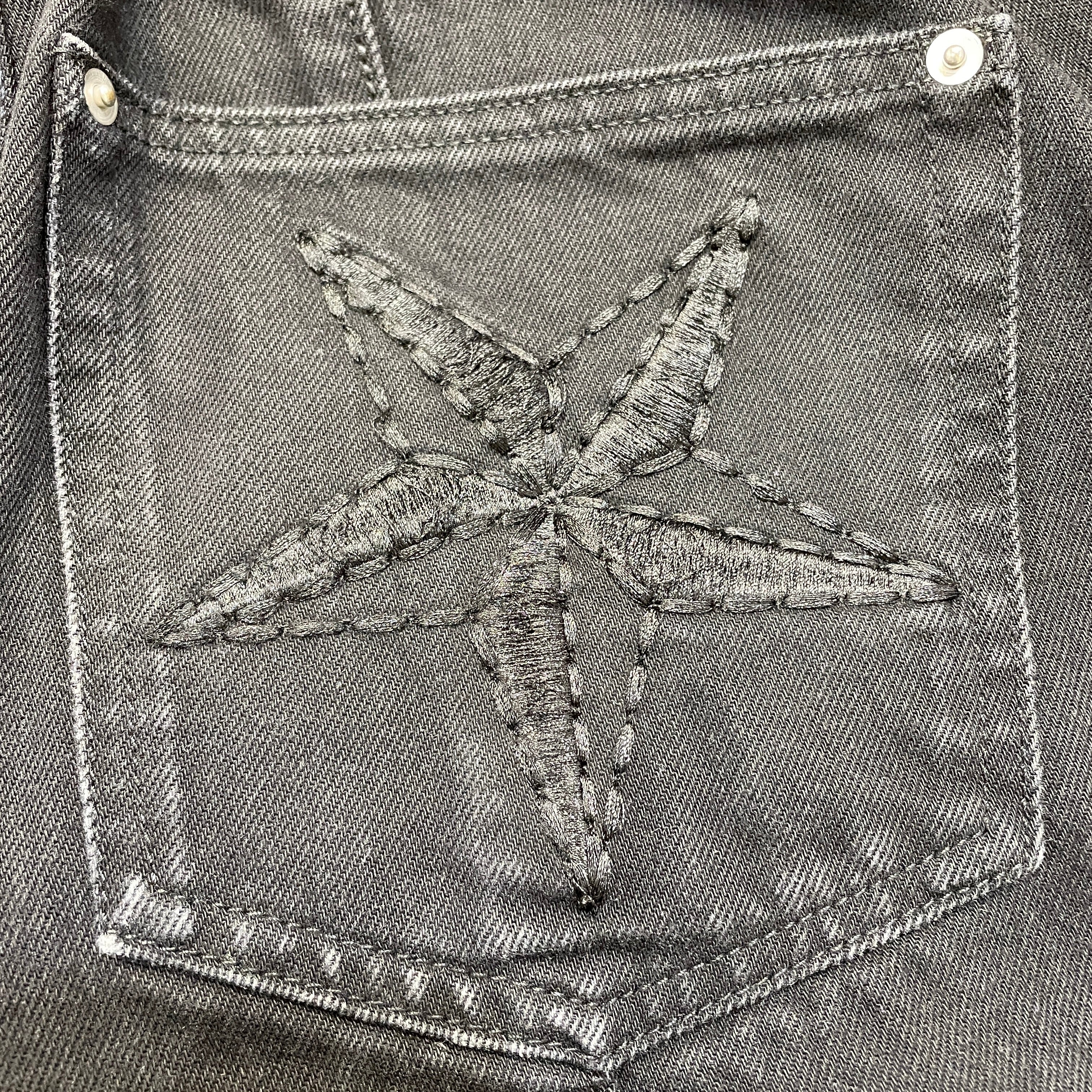 Corteiz/Straight Pants/L/Denim/BLK/embroidered stars view 3