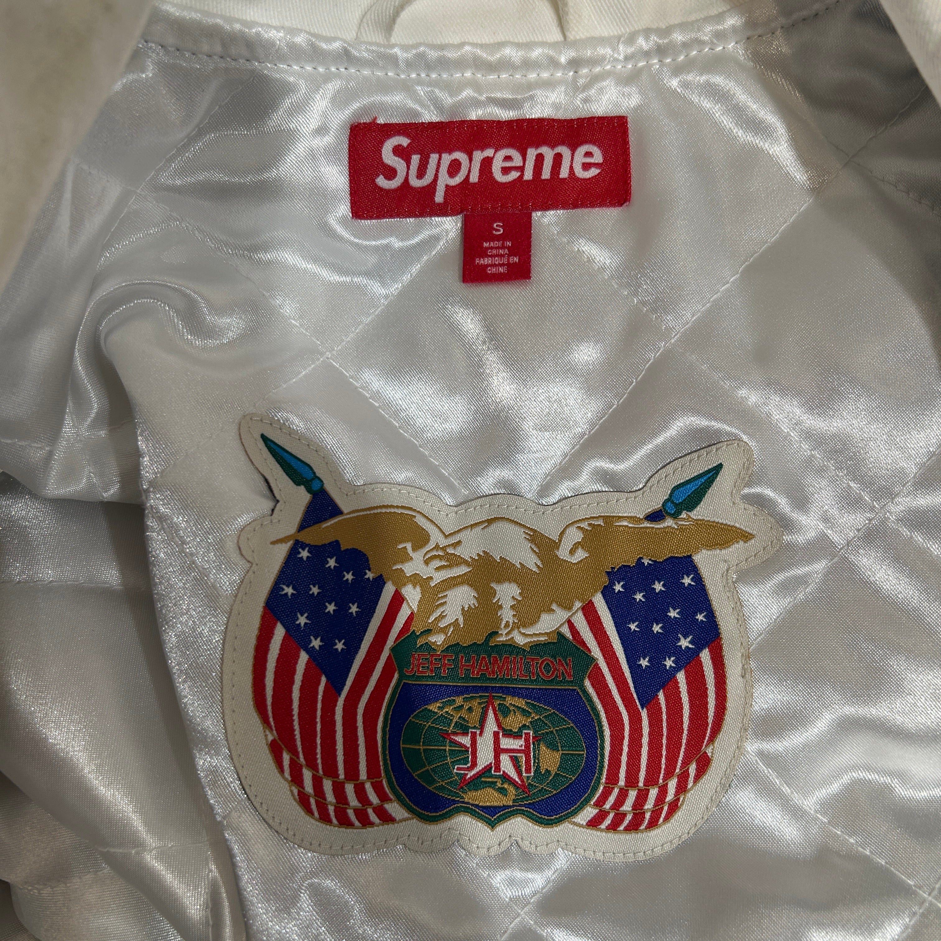 Supreme/JEFF HAMILTON/SpongeBob/Jacket/S/Cotton/WHT/All Over Print/RACING JACKET view 3
