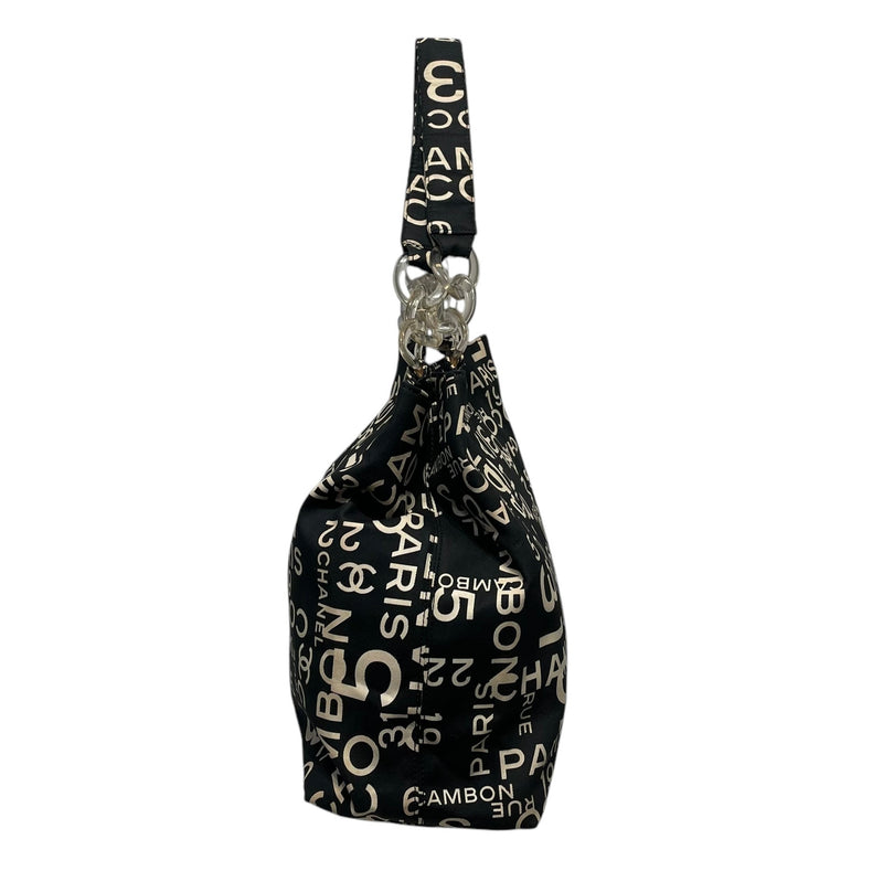 CHANEL/Tote Bag/Black/Cotton/All Over Print/