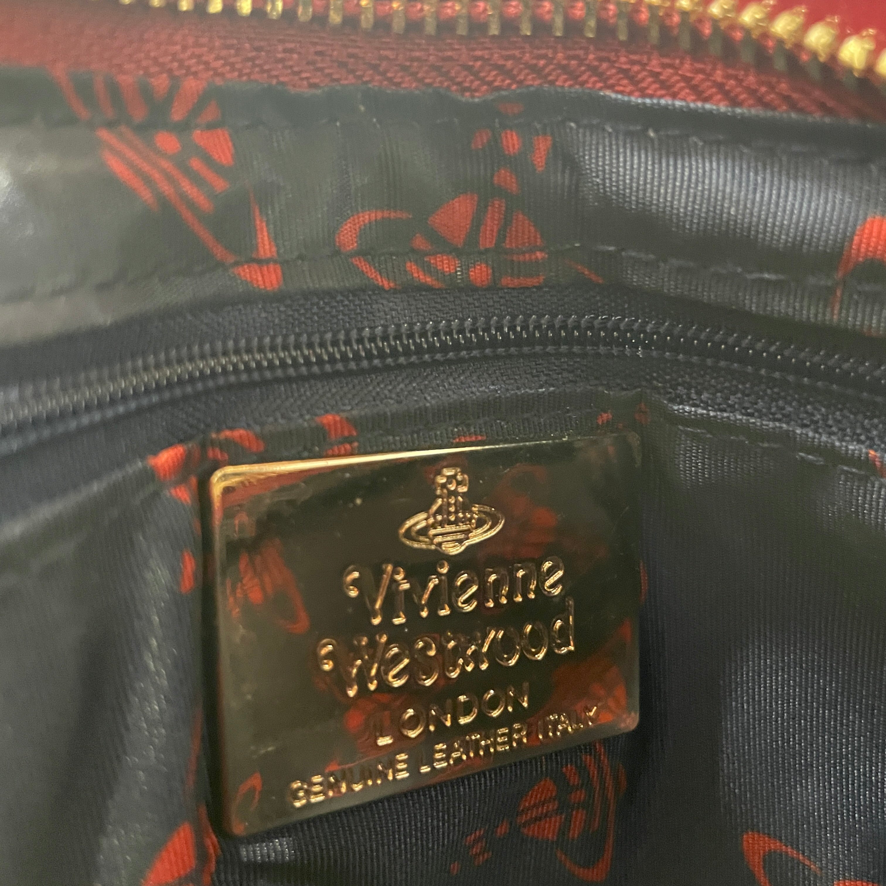 Vivienne Westwood/Hand Bag/Leather/RED/heart gold chain view 3