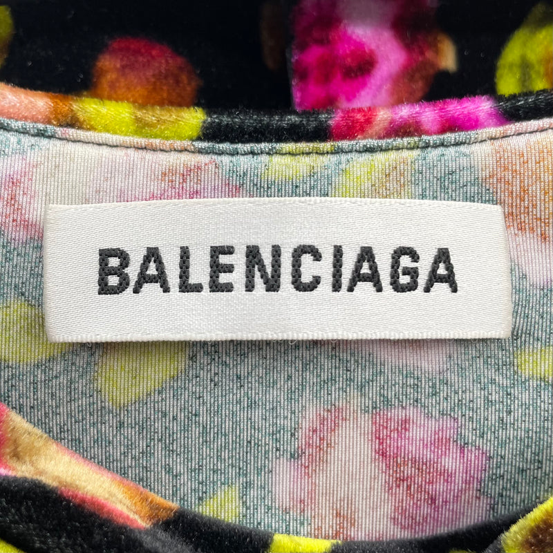 BALENCIAGA/Dress/36/Floral Pattern/Velour/MLT/Mini Length/VELVET MINI