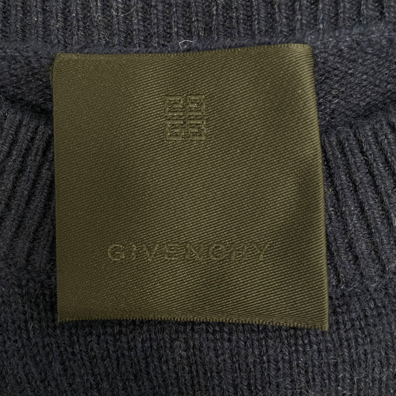 GIVENCHY/Sweater/S/Monogram/Cashmere/NVY/Pullover/EMBLEM LOW SHOULDER SWEATER