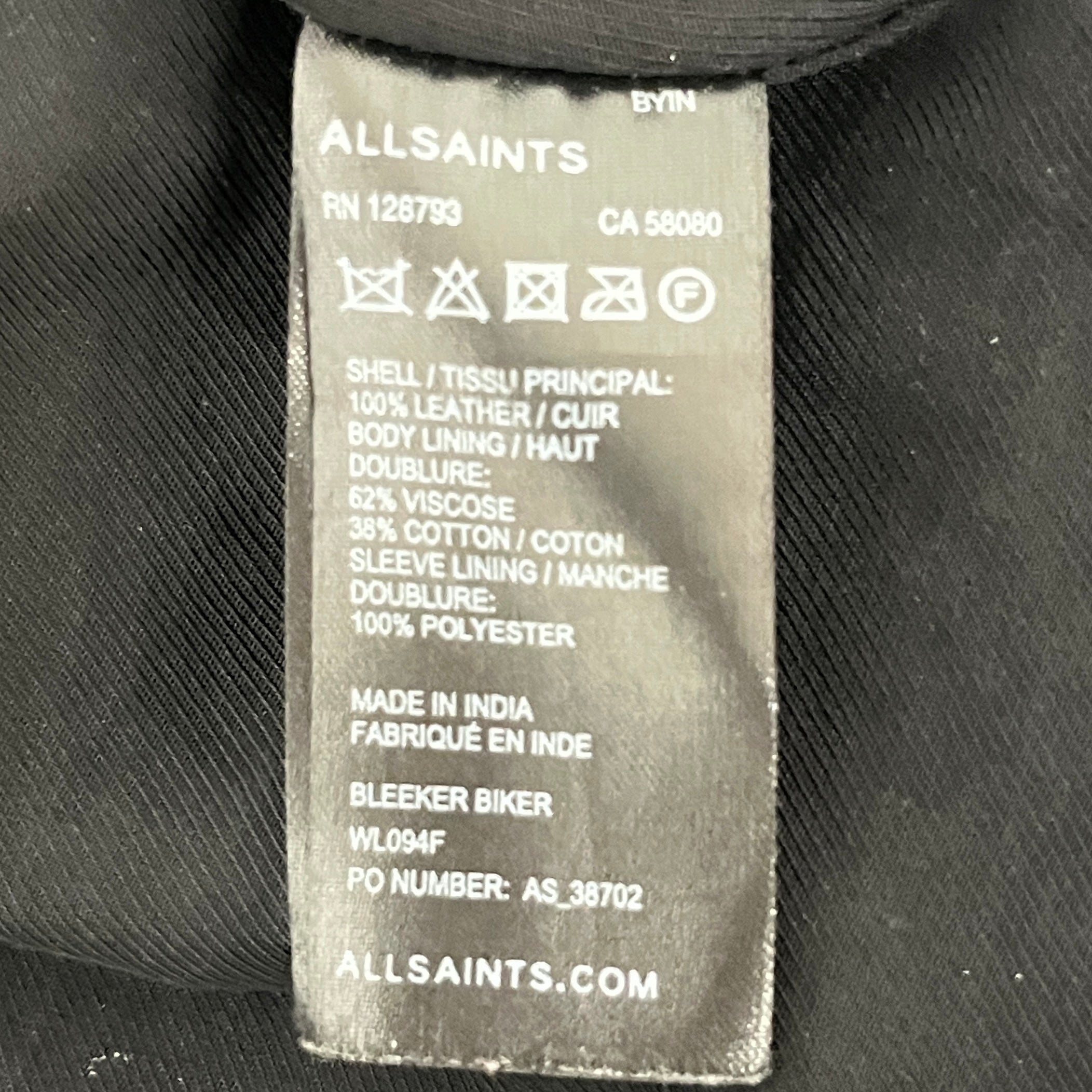 ALLSAINTS/Leather Jkt/4/Leather/BLK/CUIR LEATHER view 3