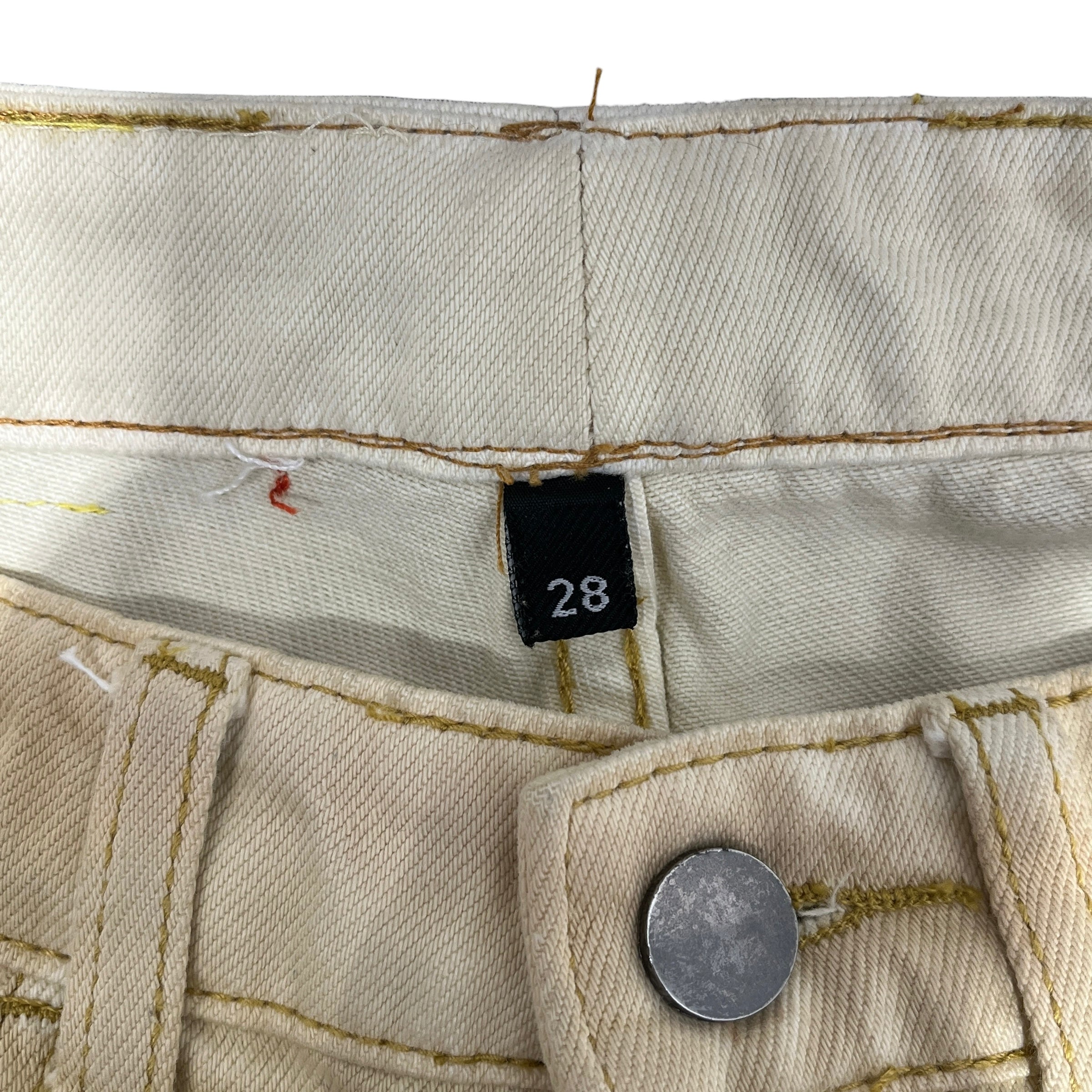 WHO DECIDES WAR/Skinny Pants/28/Cotton/BEG/Graphic/rhinestone distressed view 4