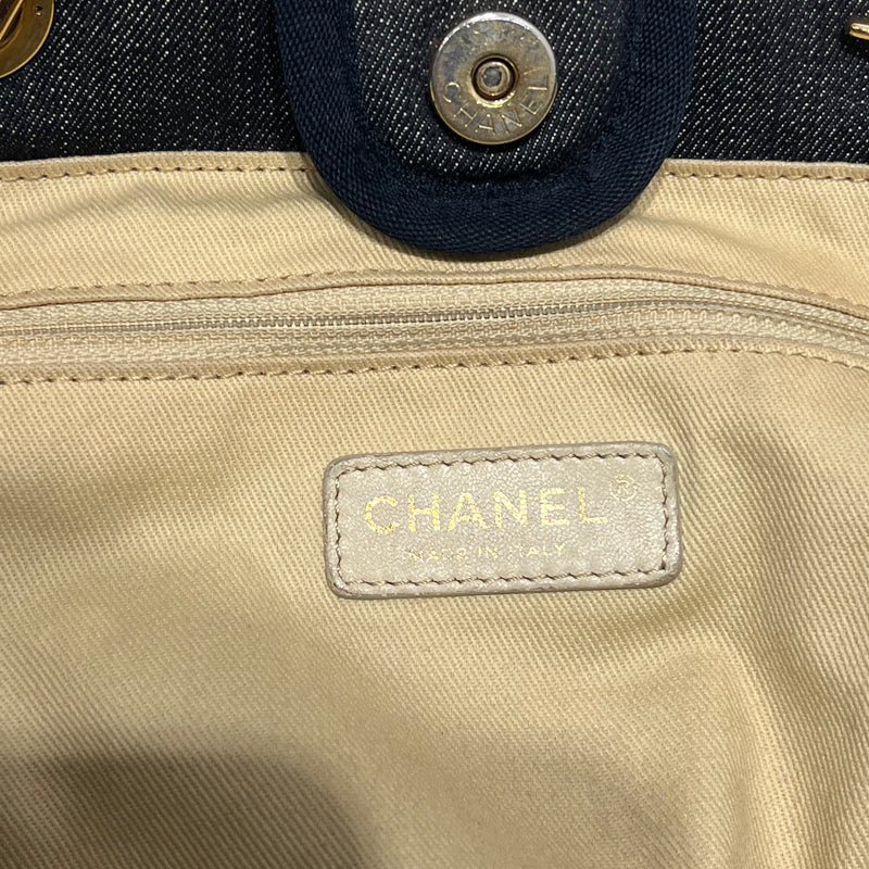 CHANEL/Hand Bag/Graphic/Cotton/NVY/Deauville