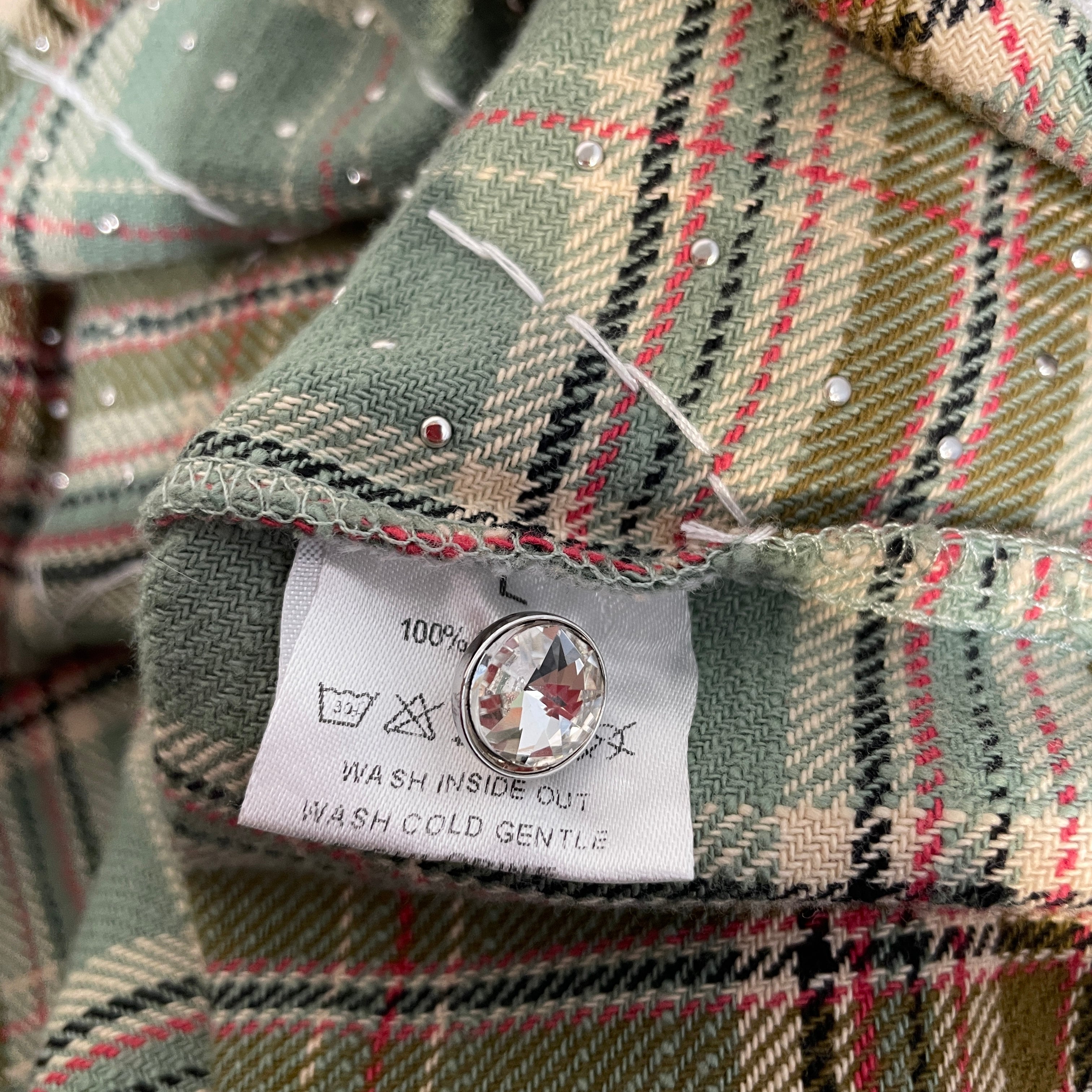 Vale Forever/LS Shirt/L/Cotton/GRN/Plaid/Jeweled Flannel 'Mystikal' view 4