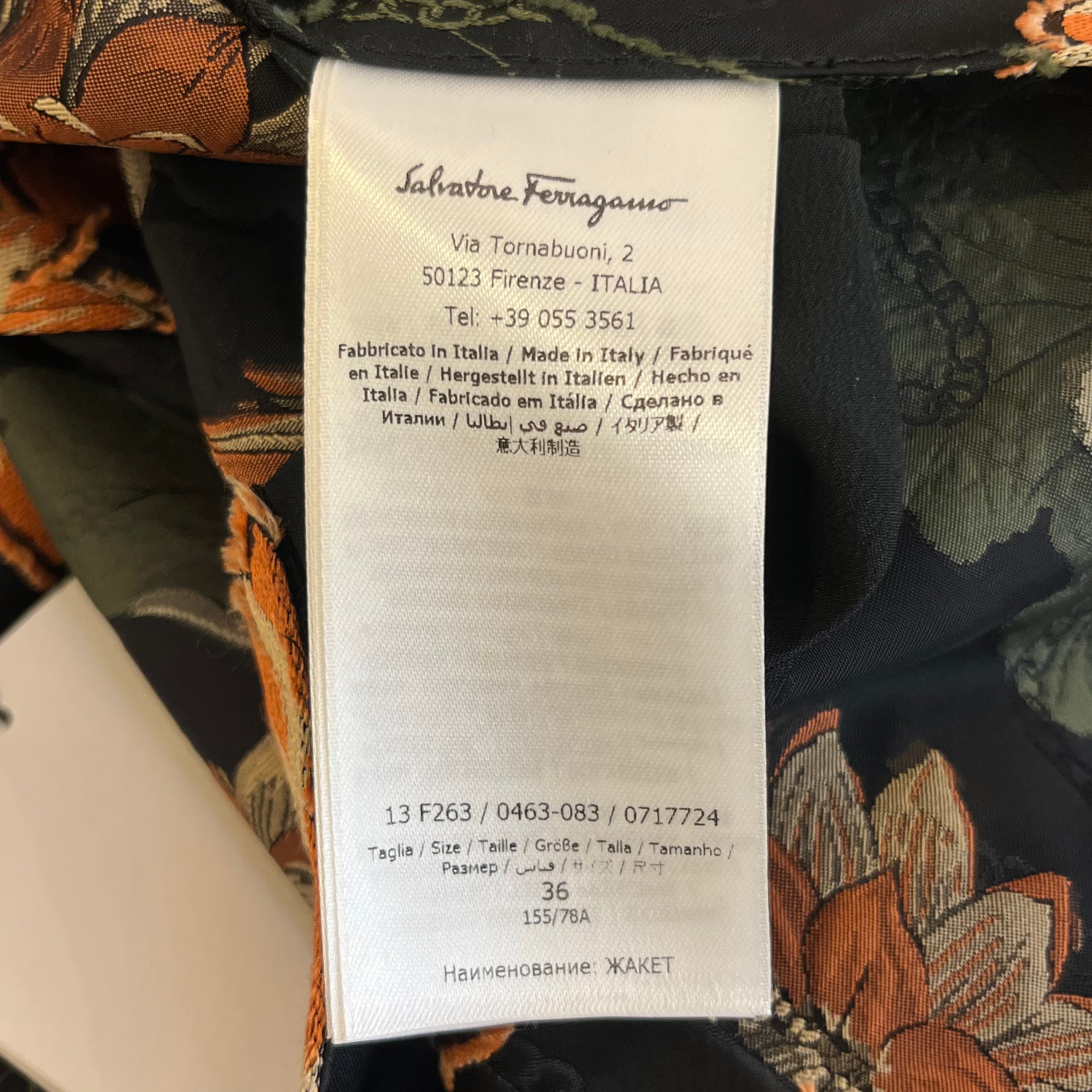 Salvatore Ferragamo/Coat/36/Floral Pattern/Polyester/BLK/Floral Print Blazer view 4