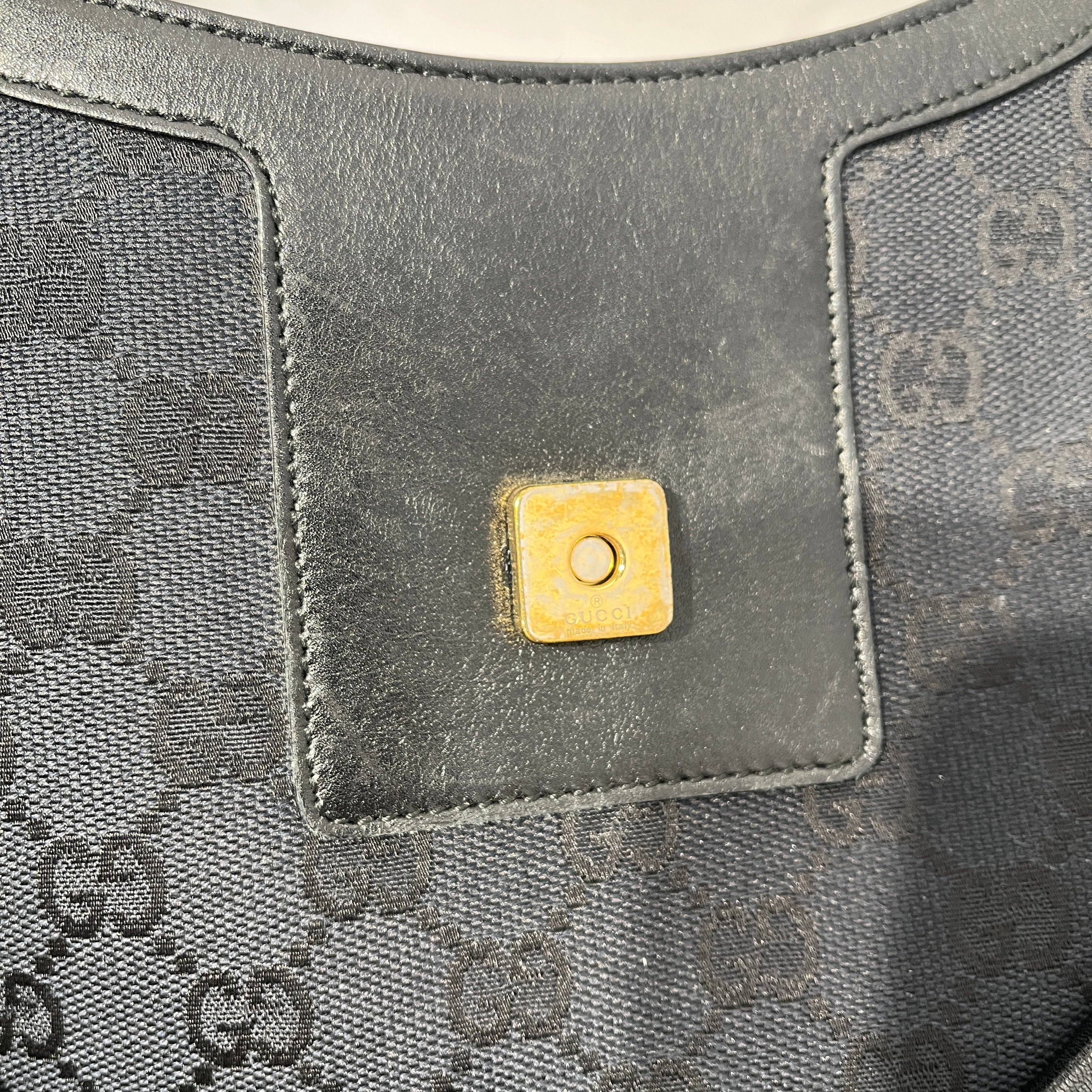 GUCCI/Bag/Monogram/Leather/BLK/VINTAGE BIG GOLD G view 7