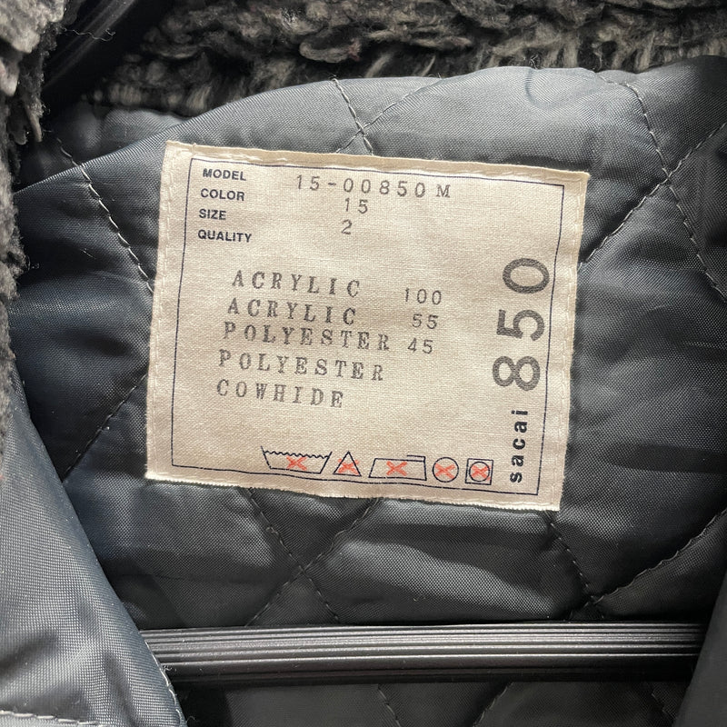 Sacai/Leather Jkt/M/Leather/GRY/Biker-double jacket