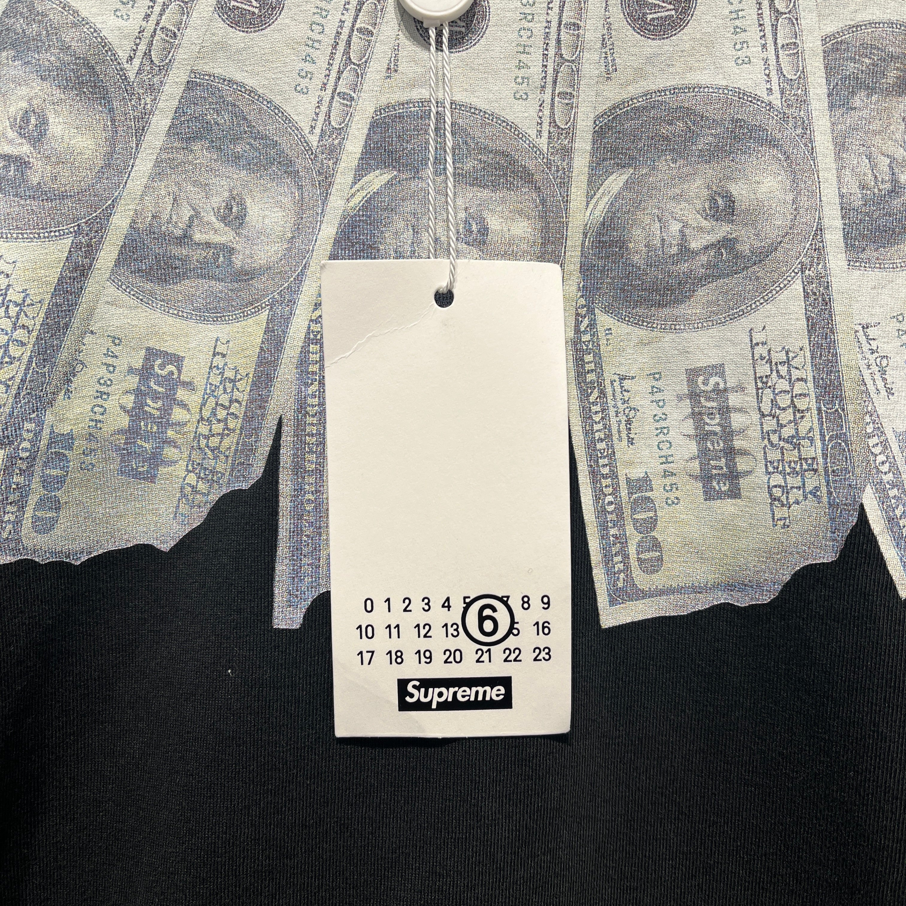 Supreme/Maison Margiela/T-Shirt/M/Cotton/BLK/Graphic/MM6 $100 ALL OVER ON NECK view 5