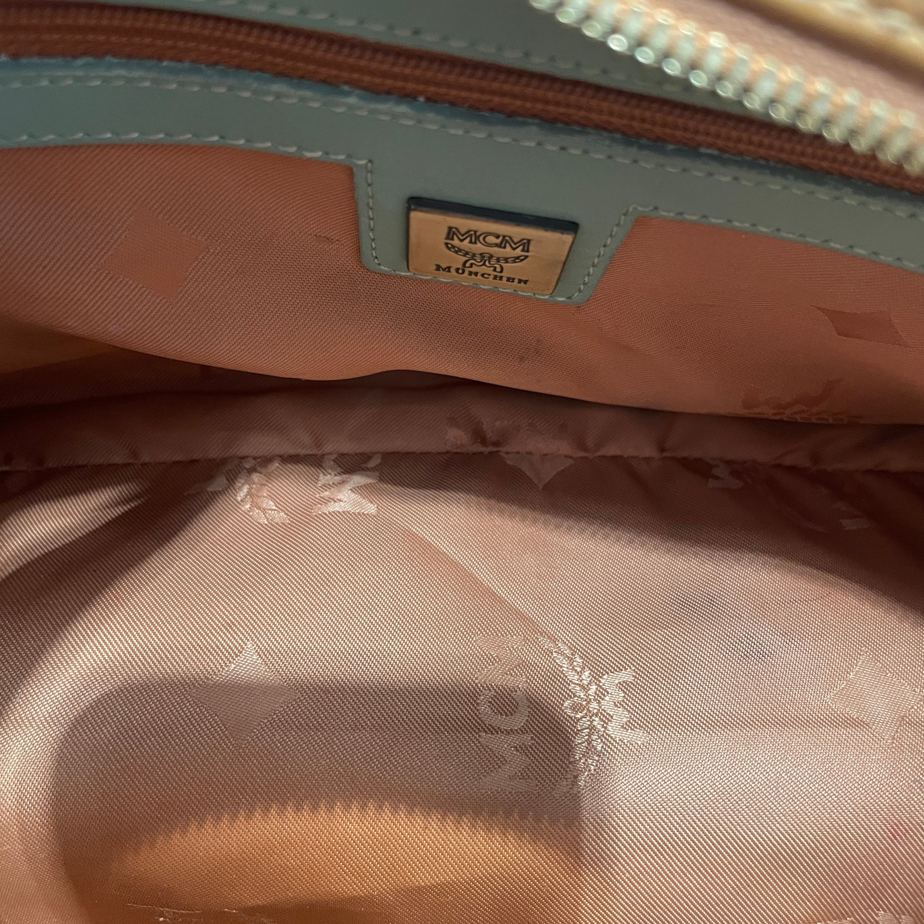 MCM/Boston Bag/Monogram/Leather/BRW/Boston Visetos Turquoise Bag view 6