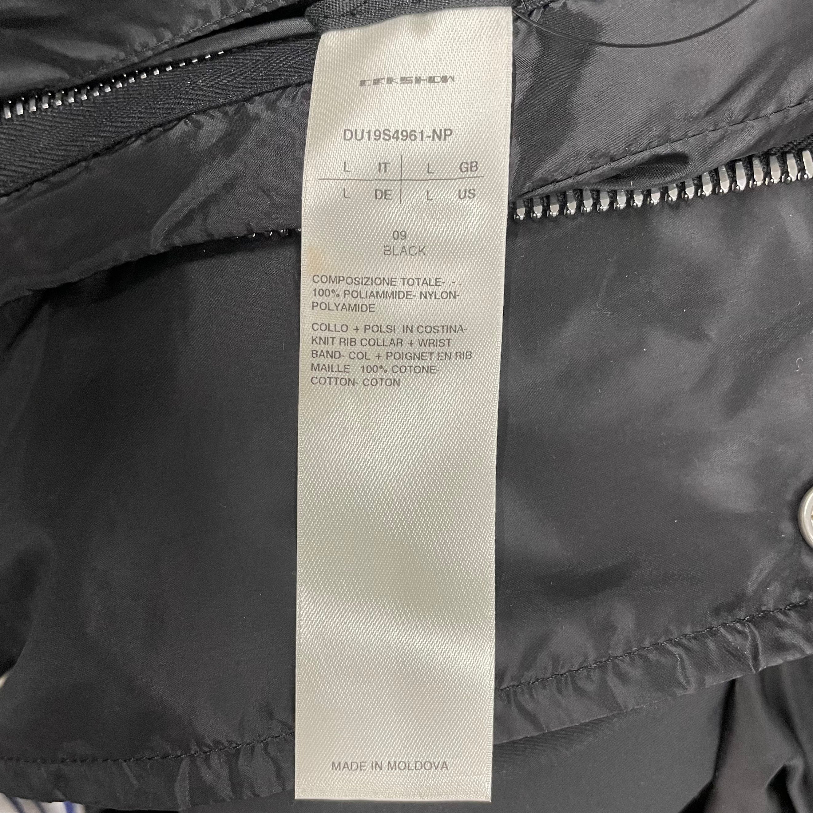 RICK OWENS DRKSHDW/Windbreaker/L/Polyester/BLK/LONG BOMBER/PARKA view 5
