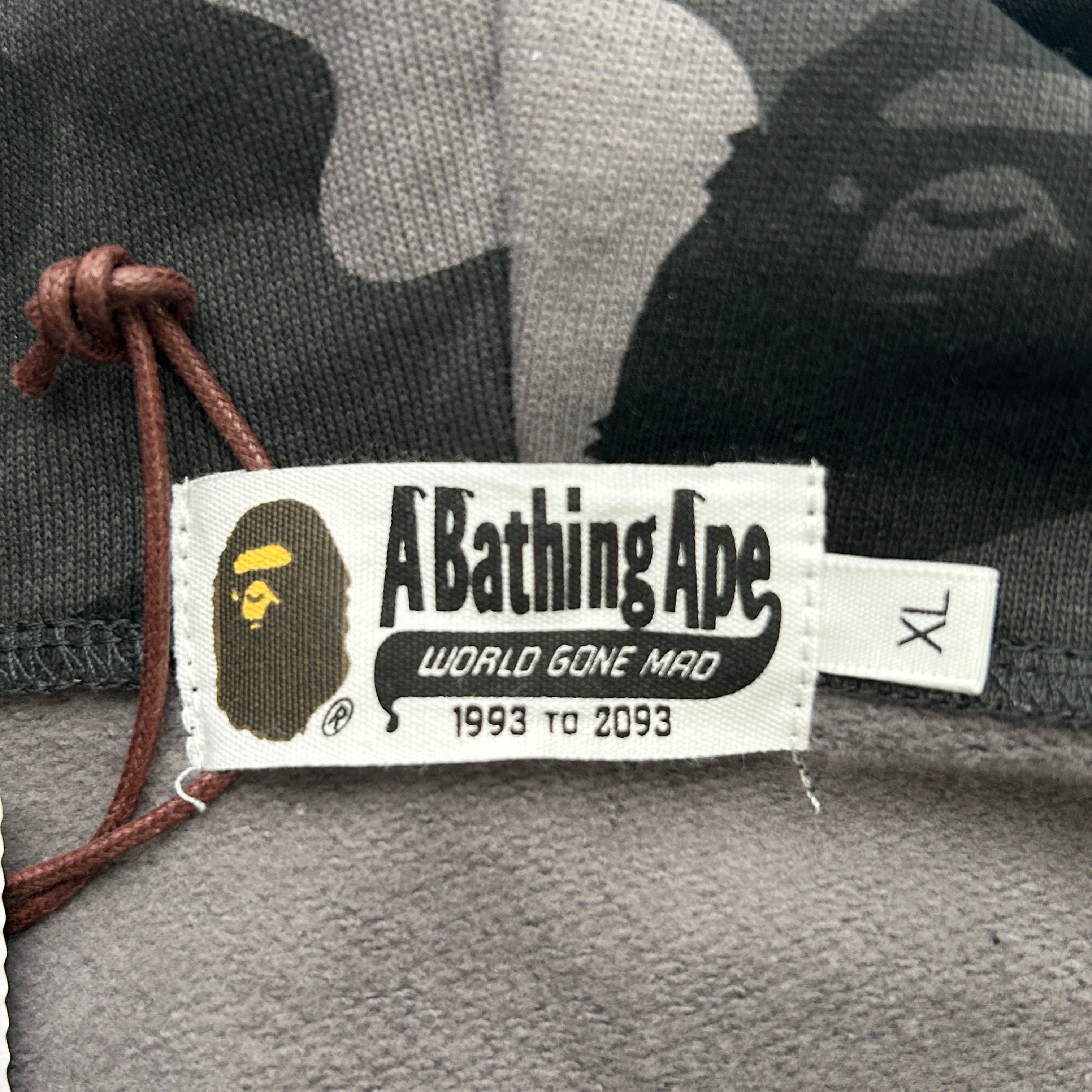 A BATHING APE/Zip Up Hoodie/XL/Camouflage/Cotton/GRY/SHARK FULL ZIP view 3