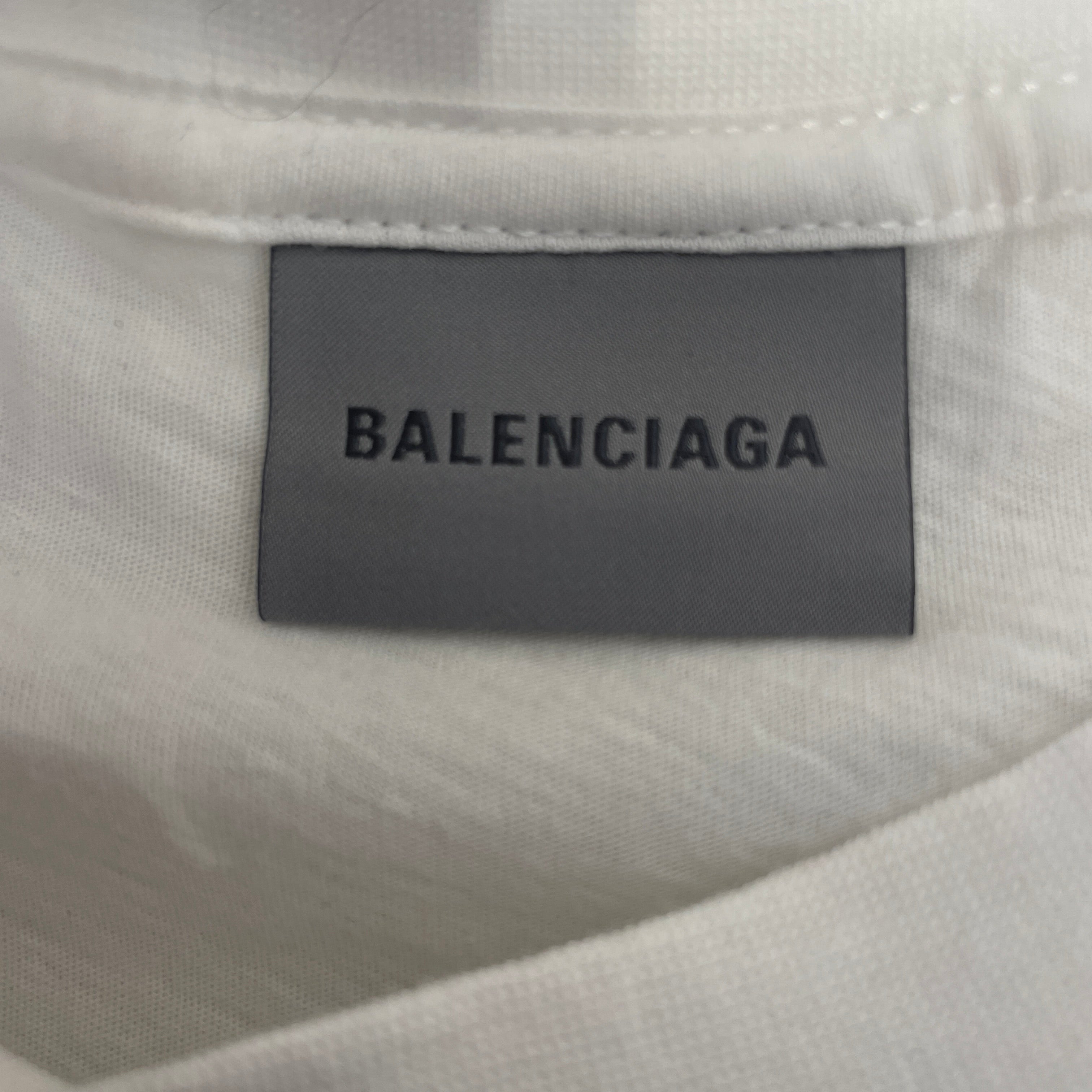 BALENCIAGA/T-Shirt/XS/Cotton/WHT/cursivelogo view 3