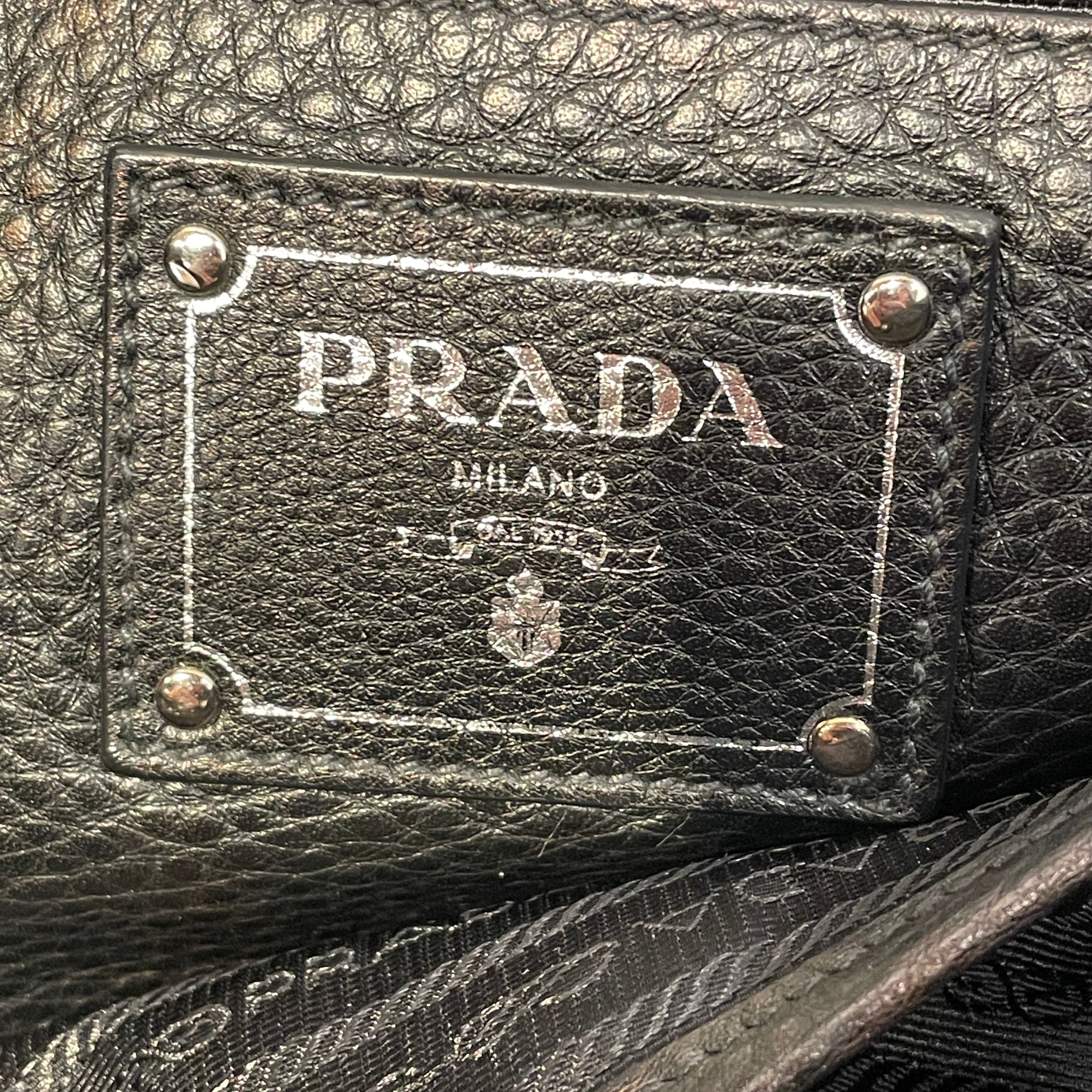 PRADA/Tote Bag/Leather/BLK/Vitello Daino pebbled leather view 5